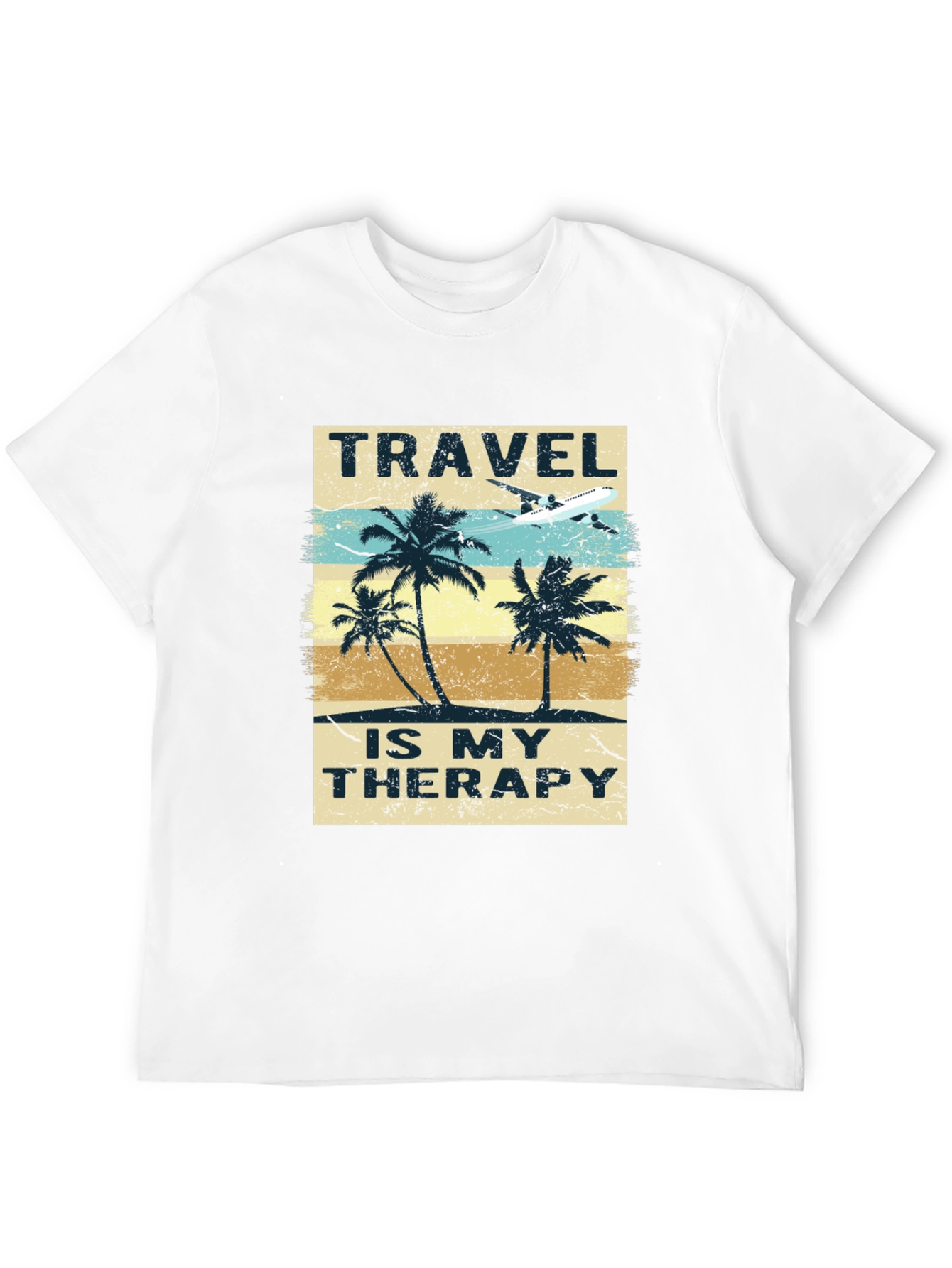 Camiseta Negra con Diseño de Viaje Terapia