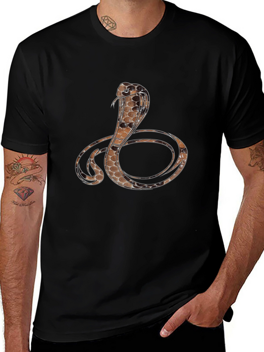 Camiseta Negra con Diseño de Cobra para Hombre