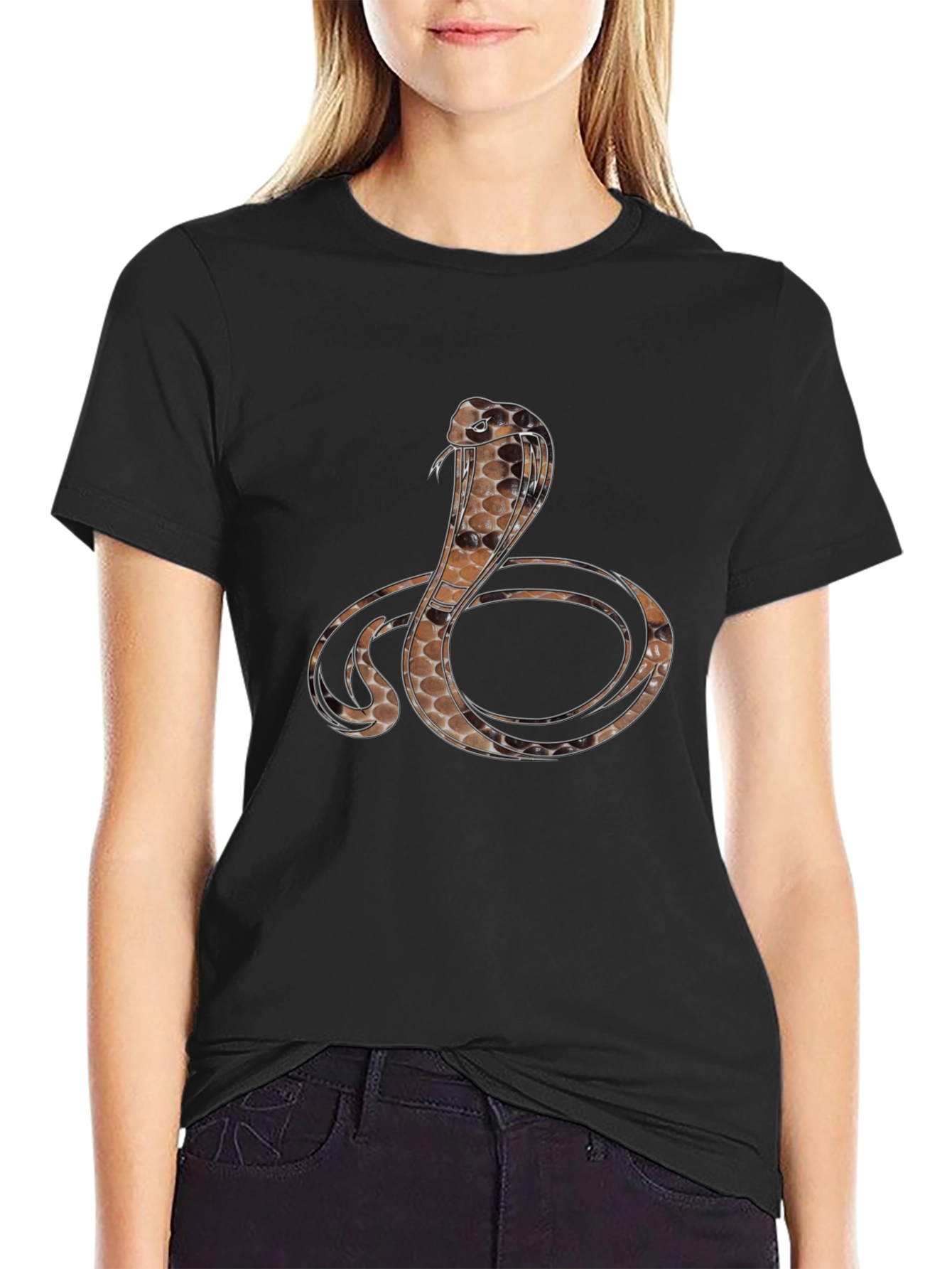 Camiseta Negra con Diseño de Cobra para Hombre