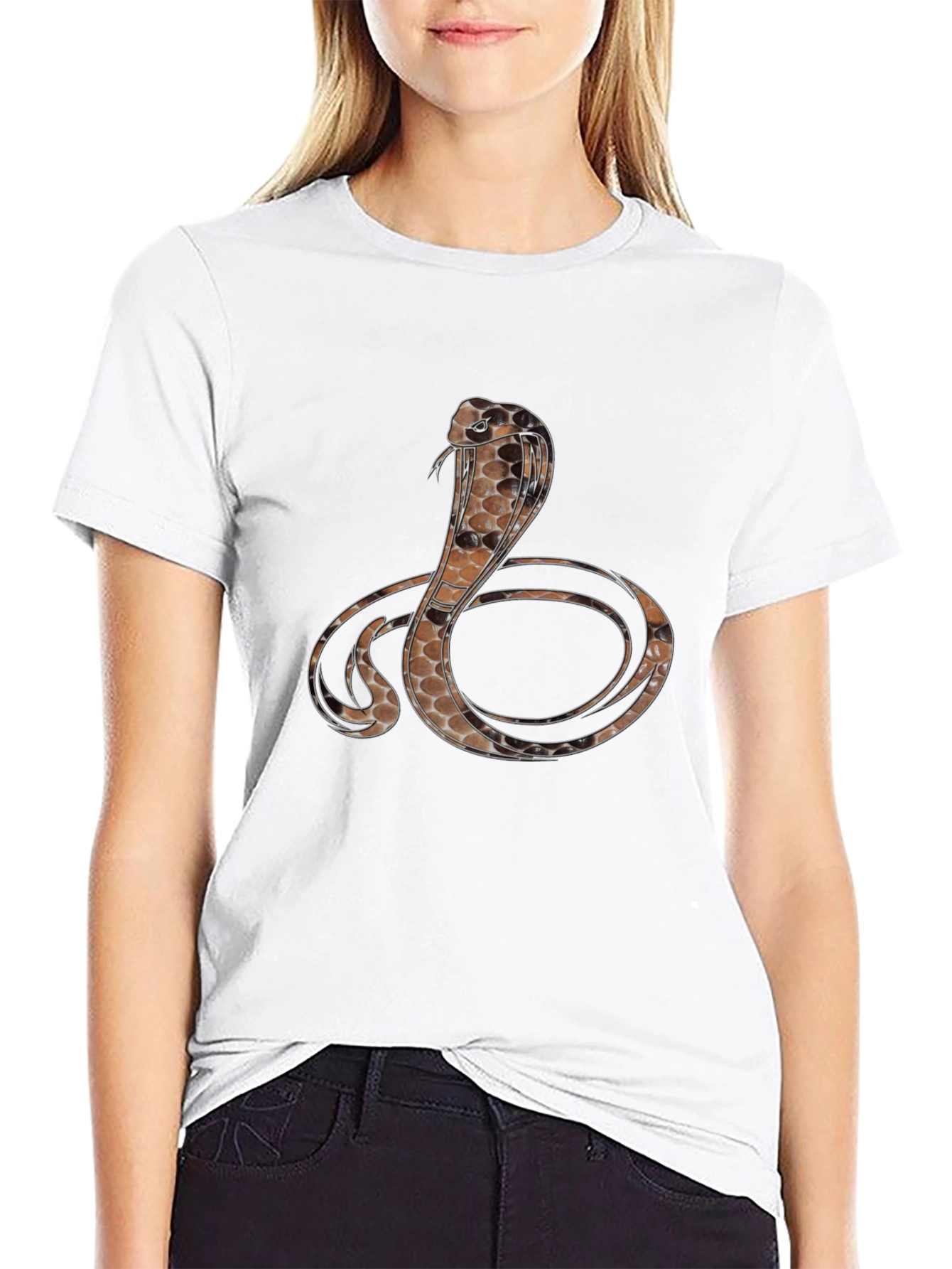 Camiseta Negra con Diseño de Cobra para Hombre