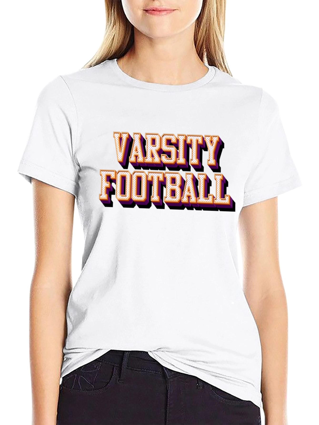 Camiseta Negra Varsity Football Estilo Retro