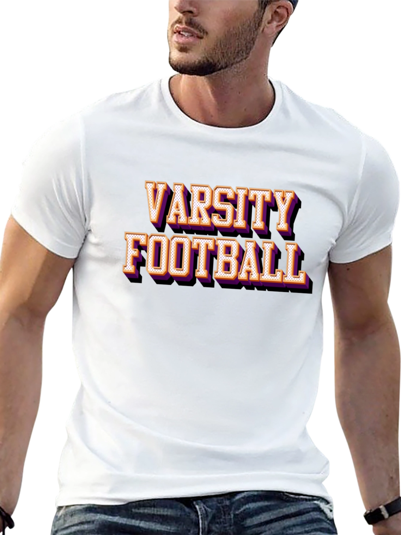 Camiseta Negra Varsity Football Estilo Retro