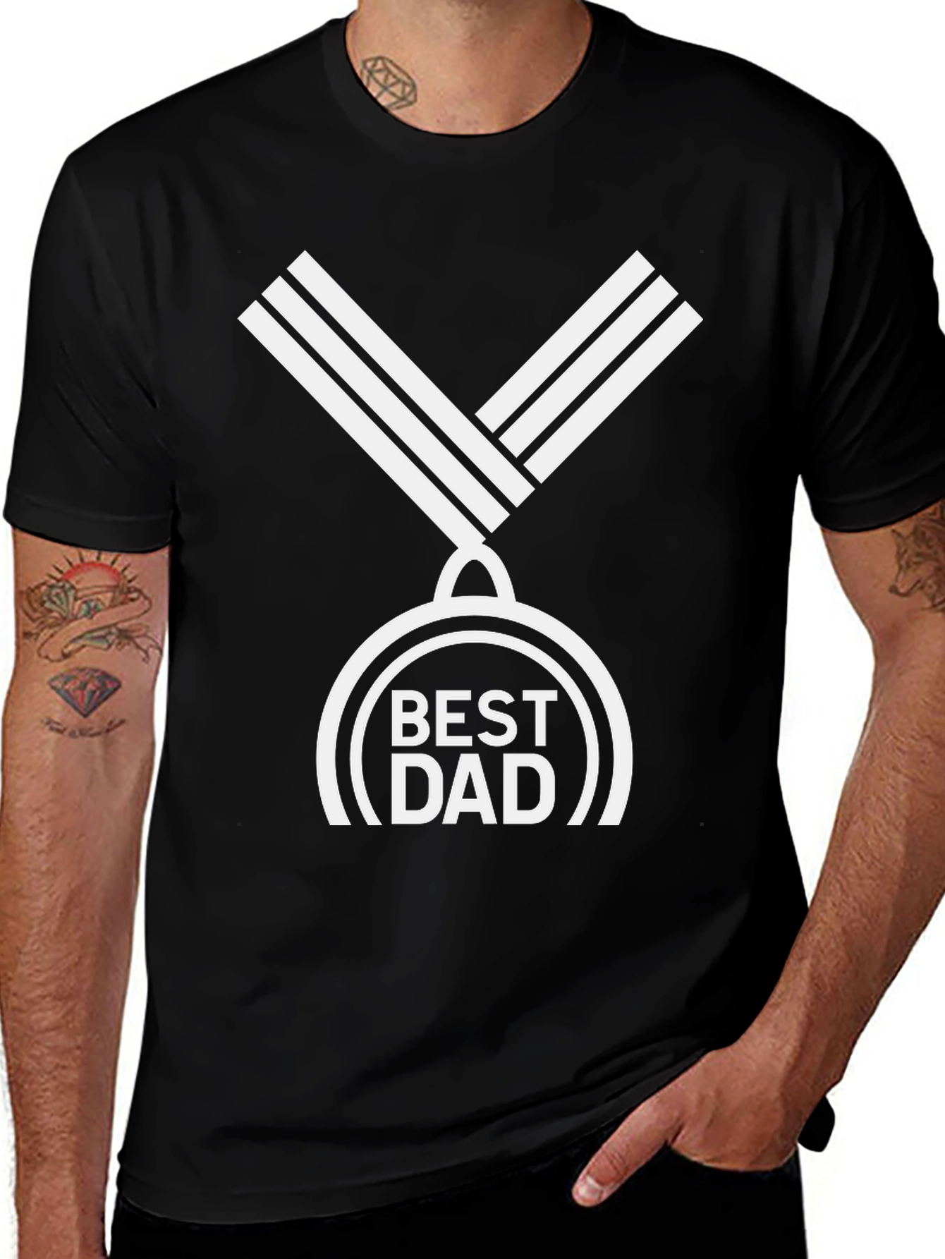 Camiseta Negra Mejor Papá con Diseño de Medalla