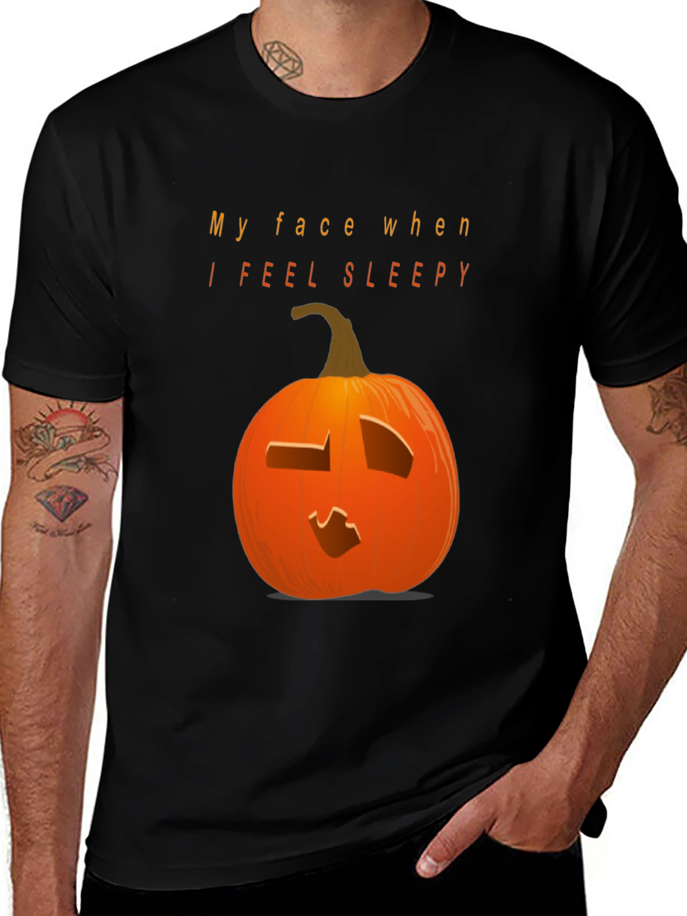 Camiseta Negra con Calabaza Somnolienta