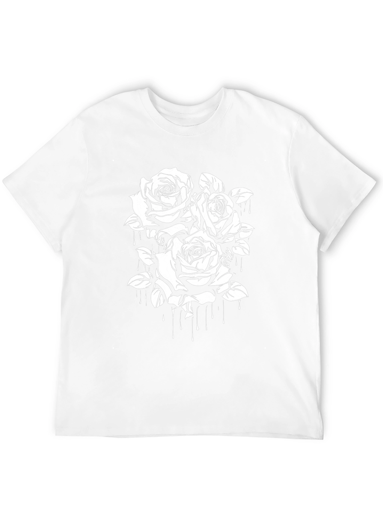 Camiseta Negra con Rosas Blancas Estampadas