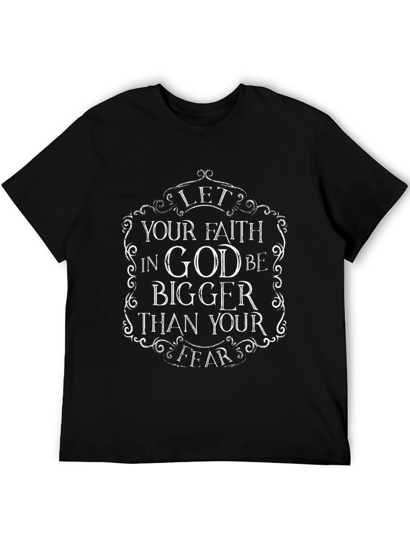 Camiseta Negra con Mensaje de Fe Inspirador
