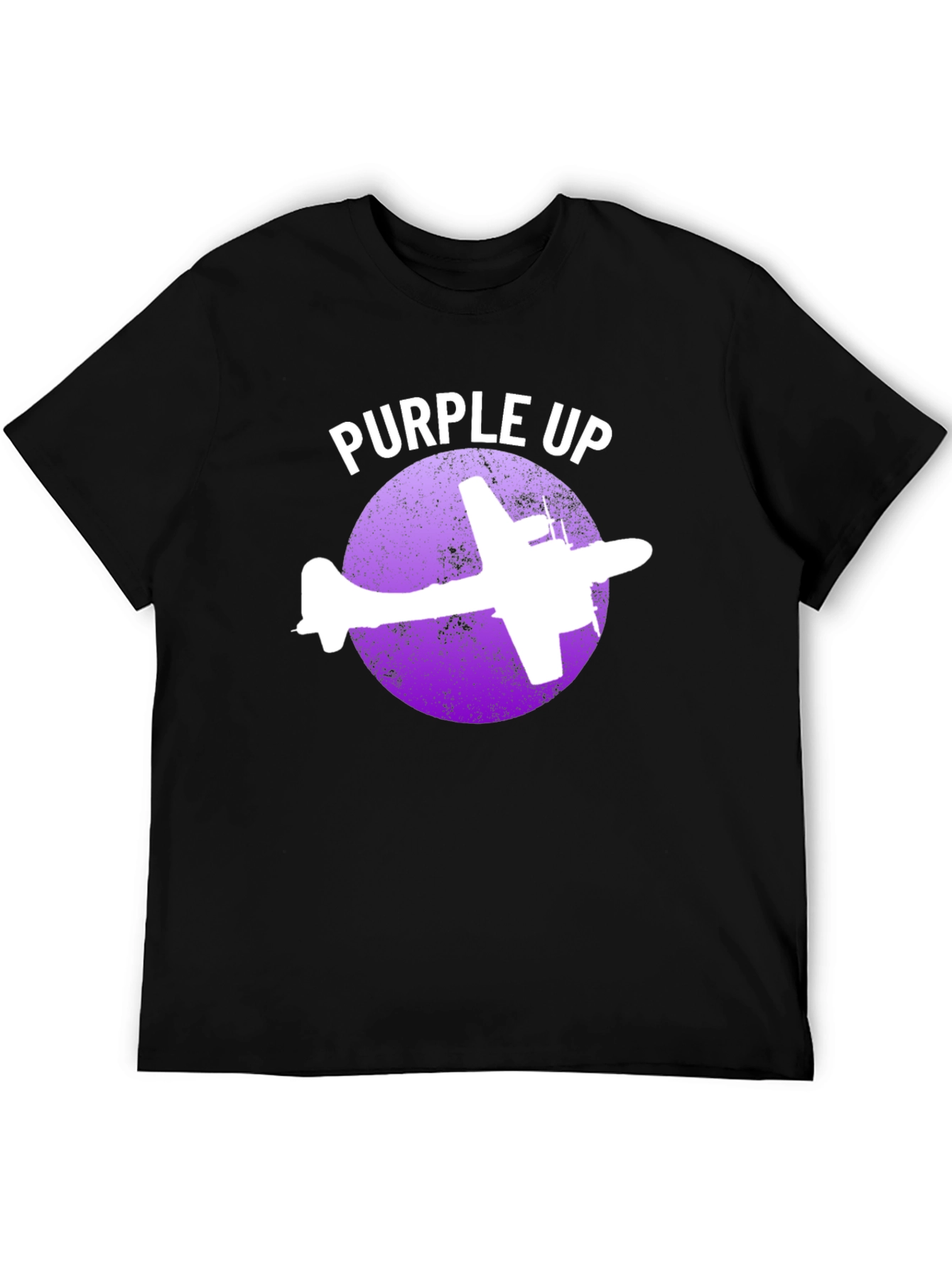 Camiseta Negra con Diseño de Avión Purple Up