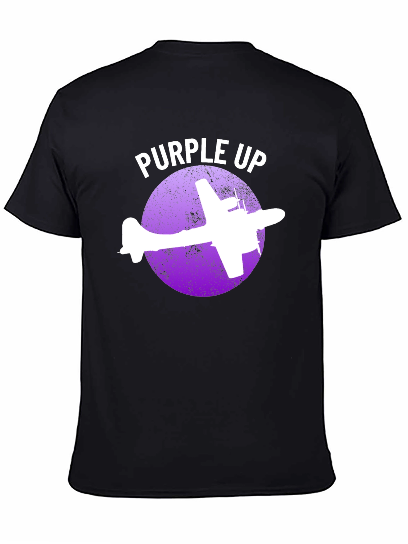 Camiseta Negra con Diseño de Avión Purple Up