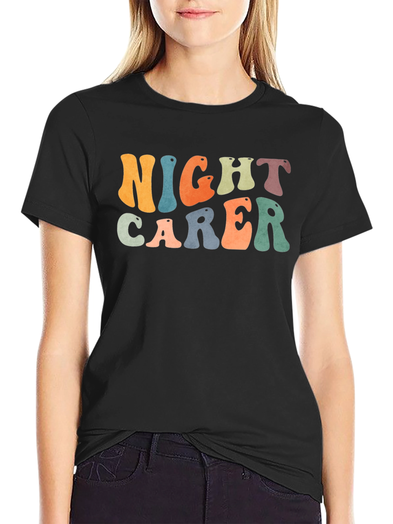 Camiseta Negra Night Carer Retro
