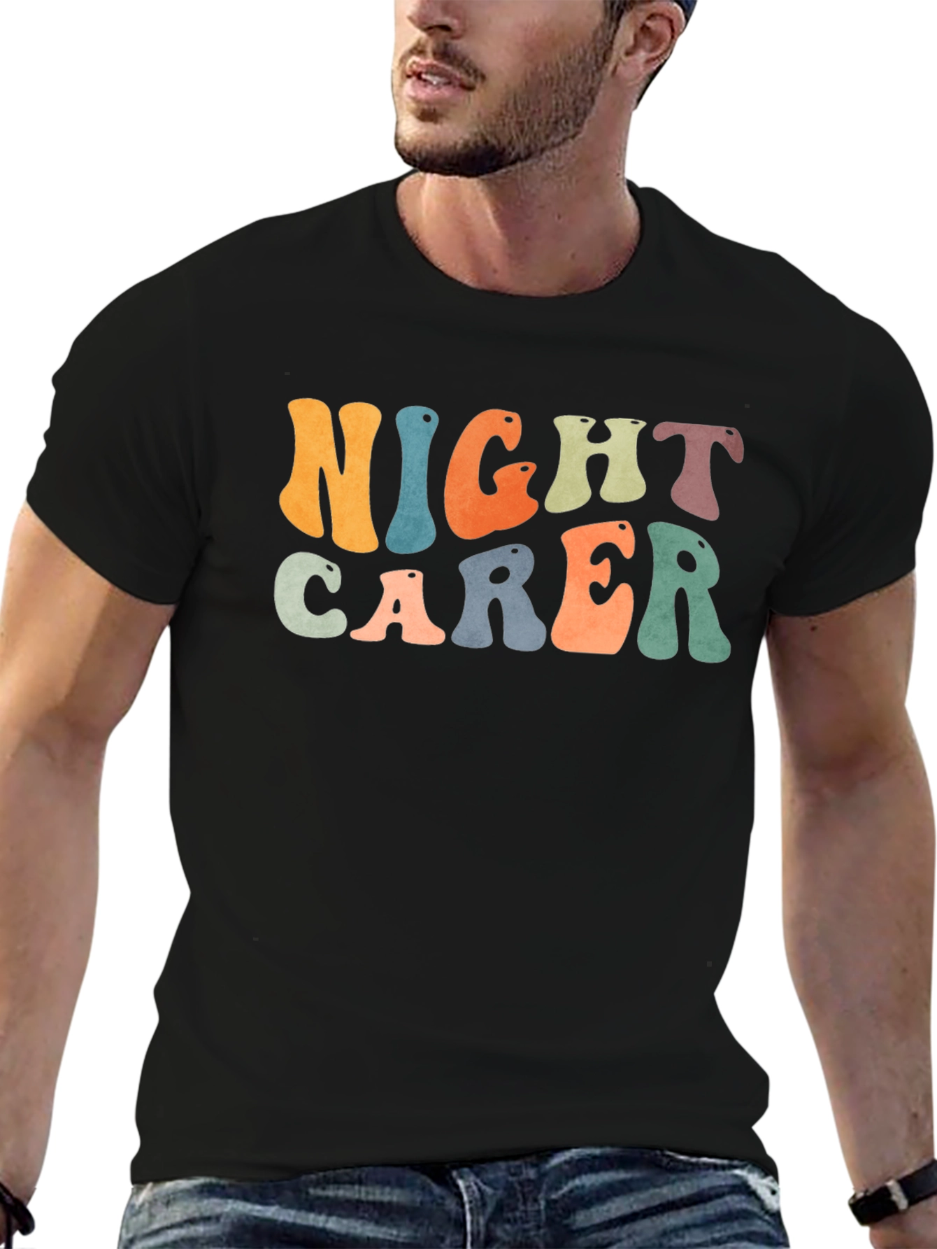 Camiseta Negra Night Carer Retro