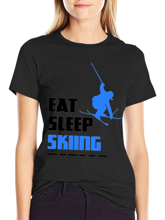 Camiseta Negra Esquí: Come Duerme Esquía