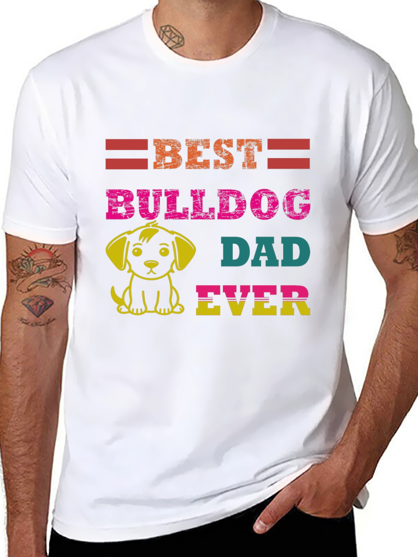 Camiseta Negra Mejor Papá Bulldog
