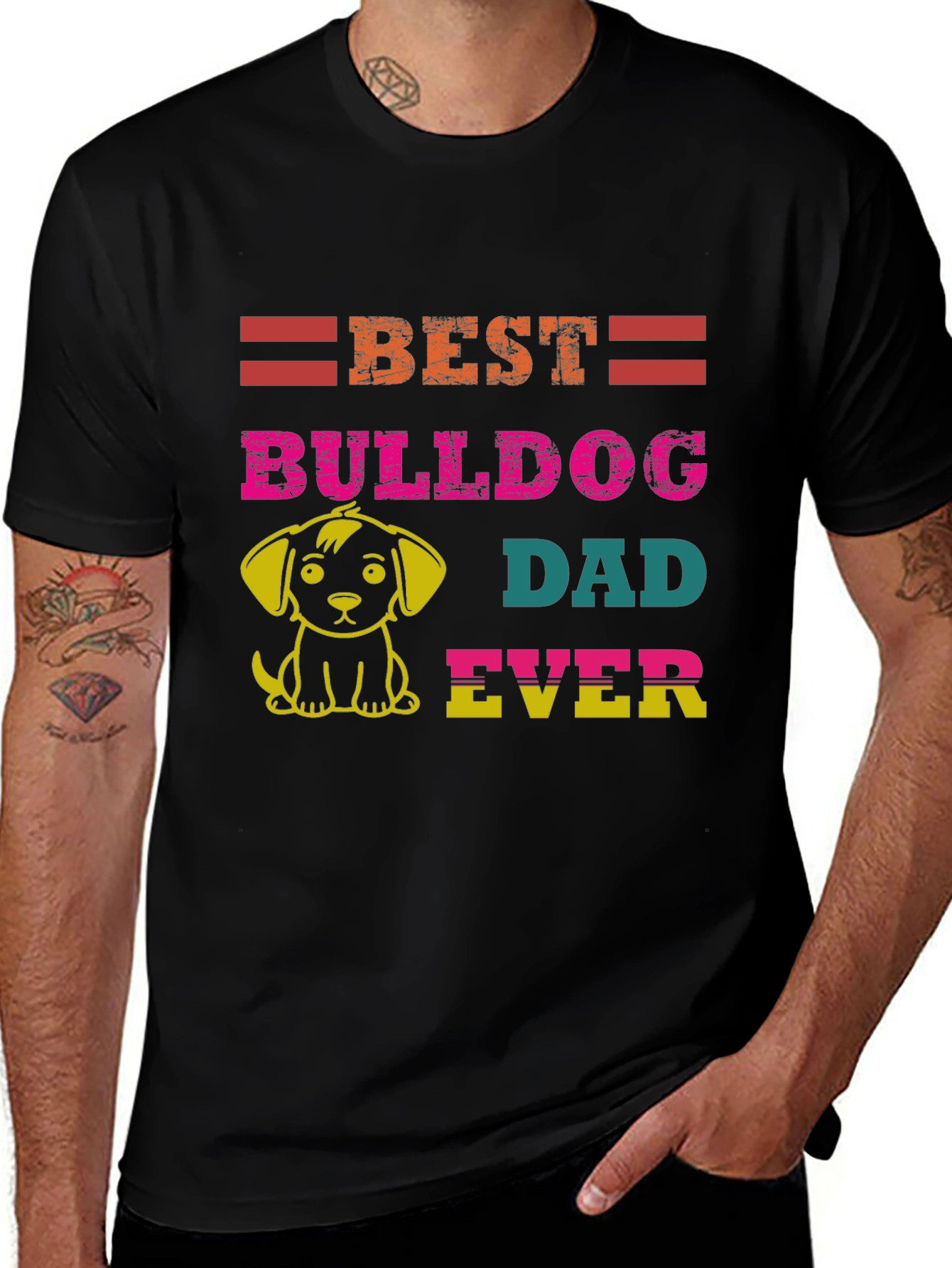 Camiseta Negra Mejor Papá Bulldog