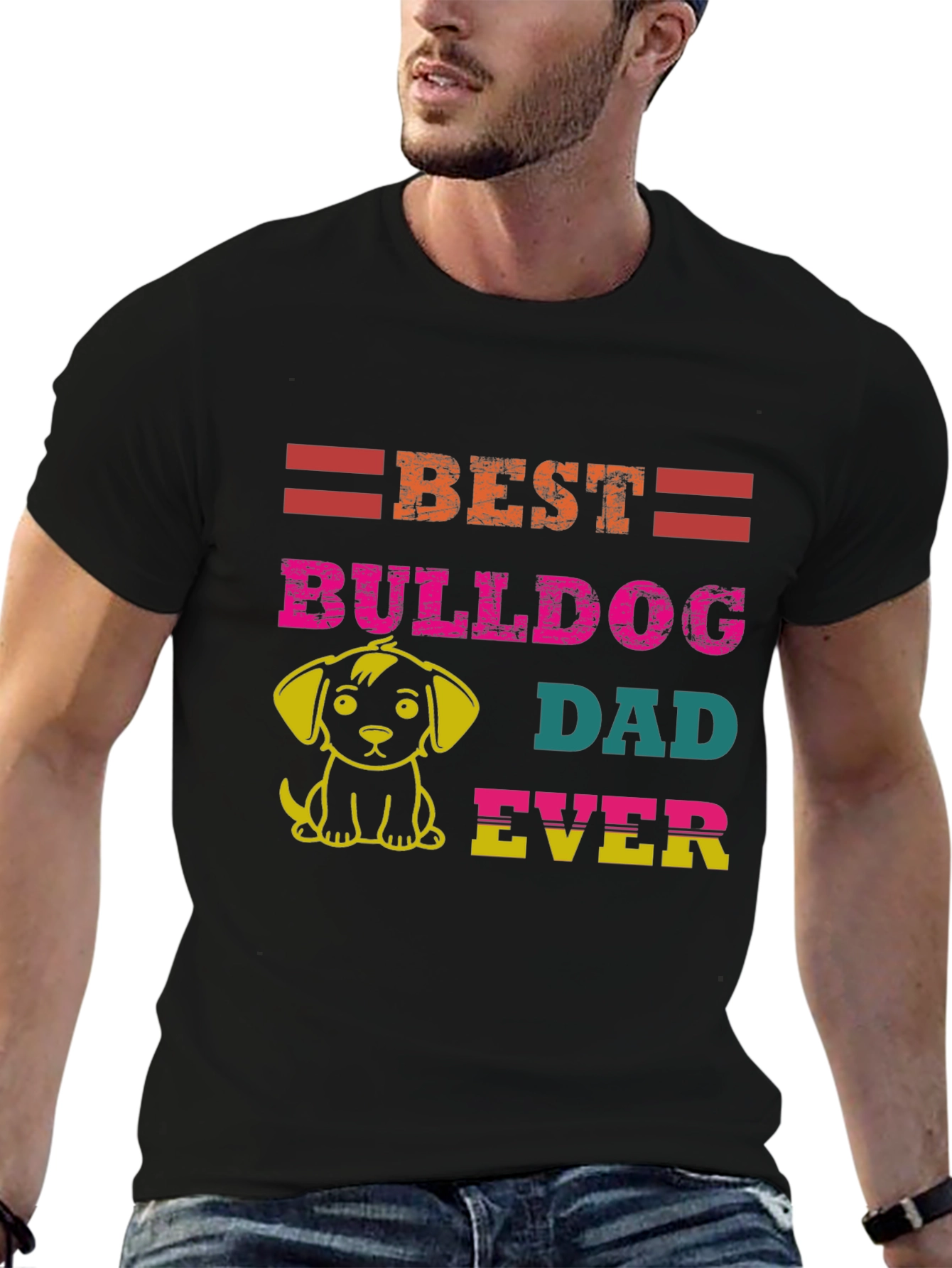 Camiseta Negra Mejor Papá Bulldog