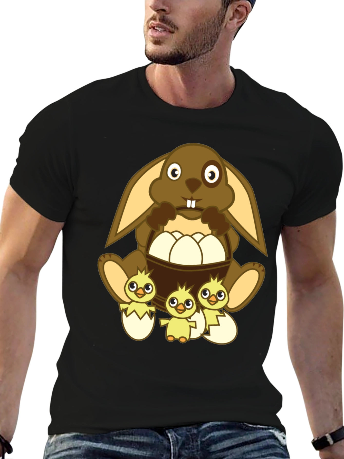 Camiseta de Pascua con Conejo y Pollitos