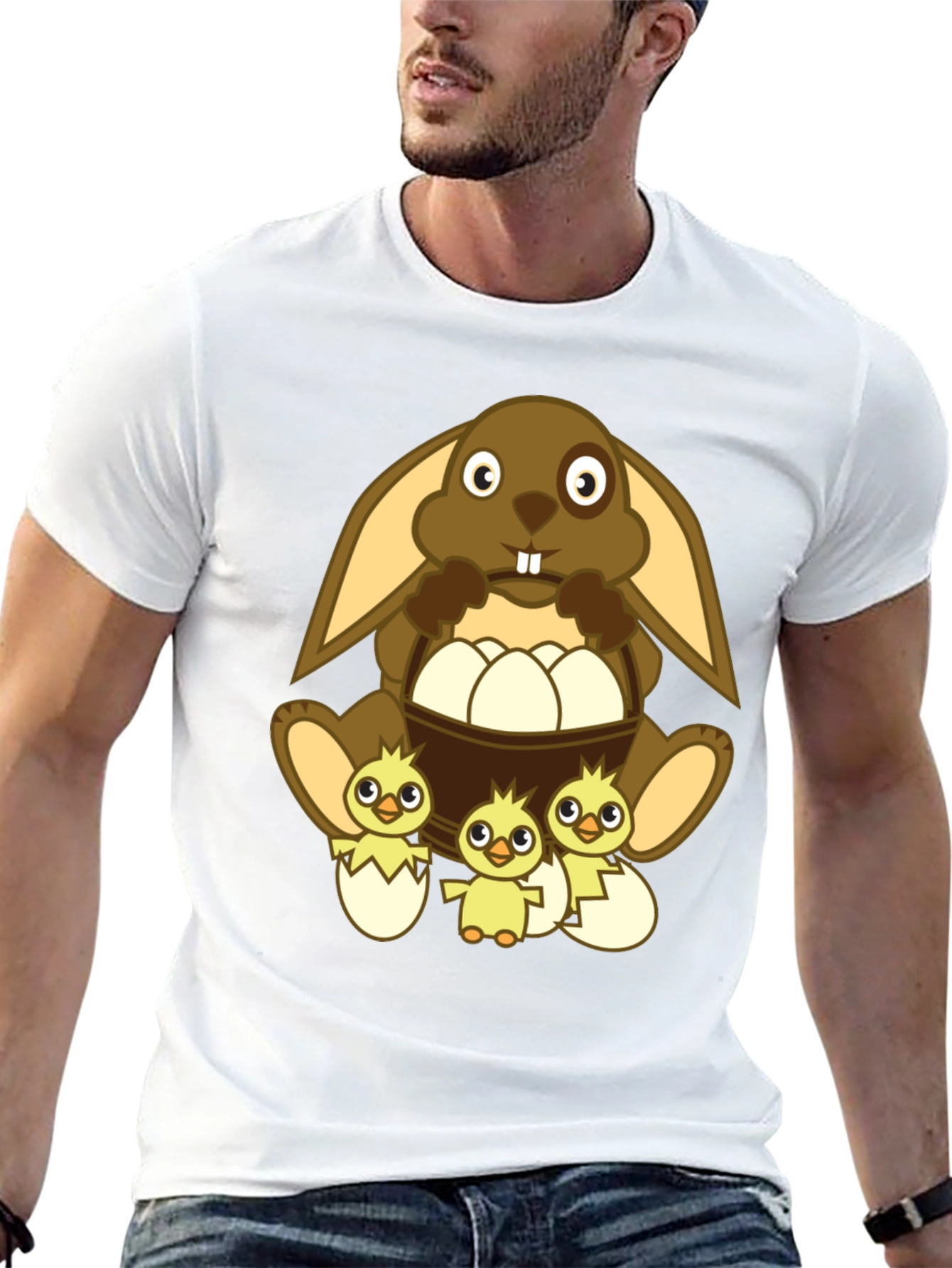 Camiseta de Pascua con Conejo y Pollitos