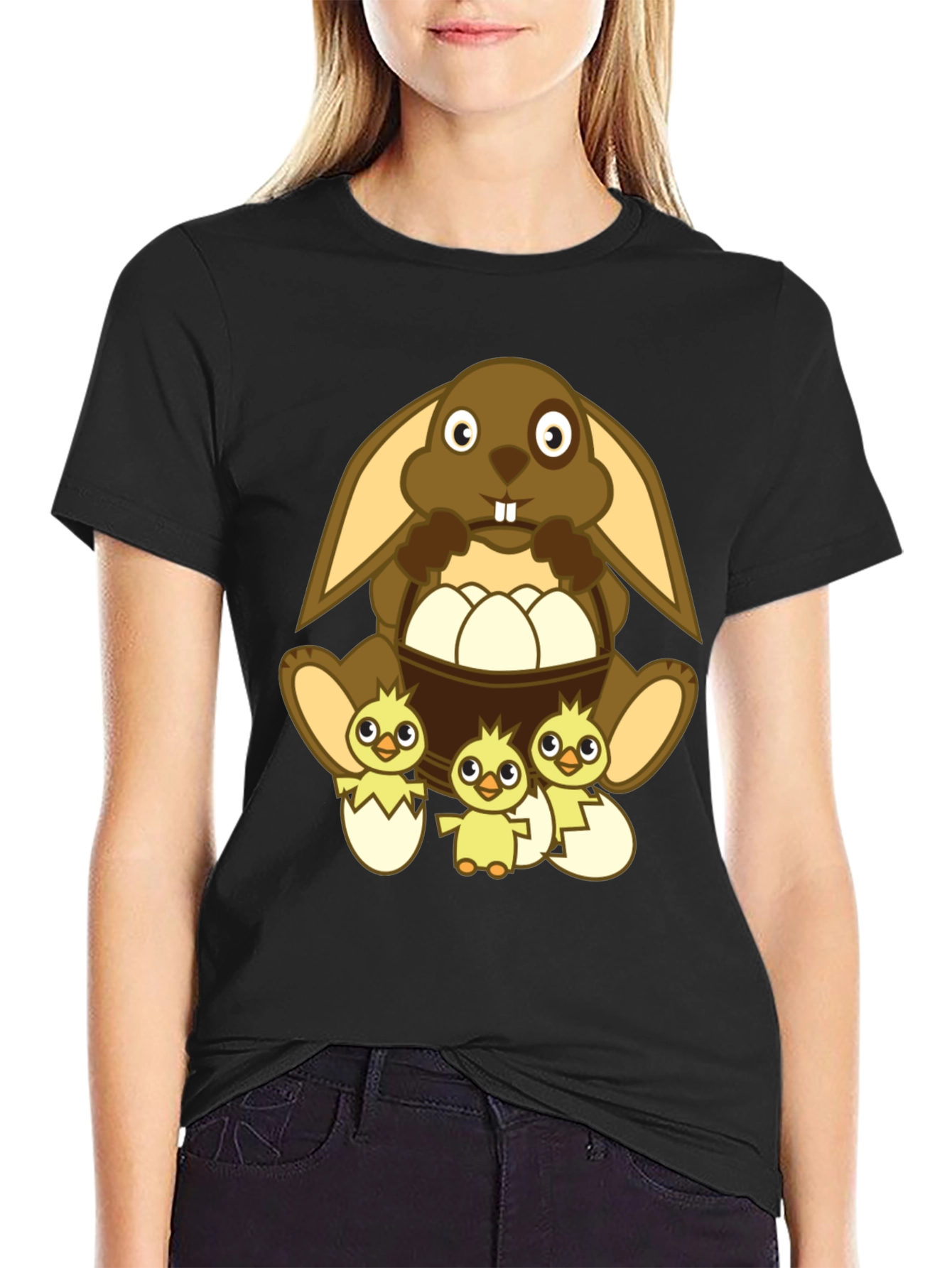 Camiseta de Pascua con Conejo y Pollitos