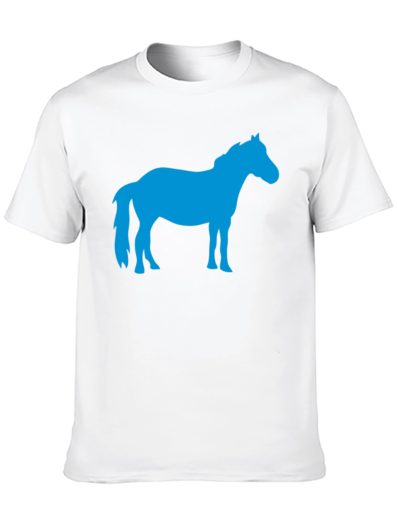 Camiseta Negra con Silueta de Caballo Azul
