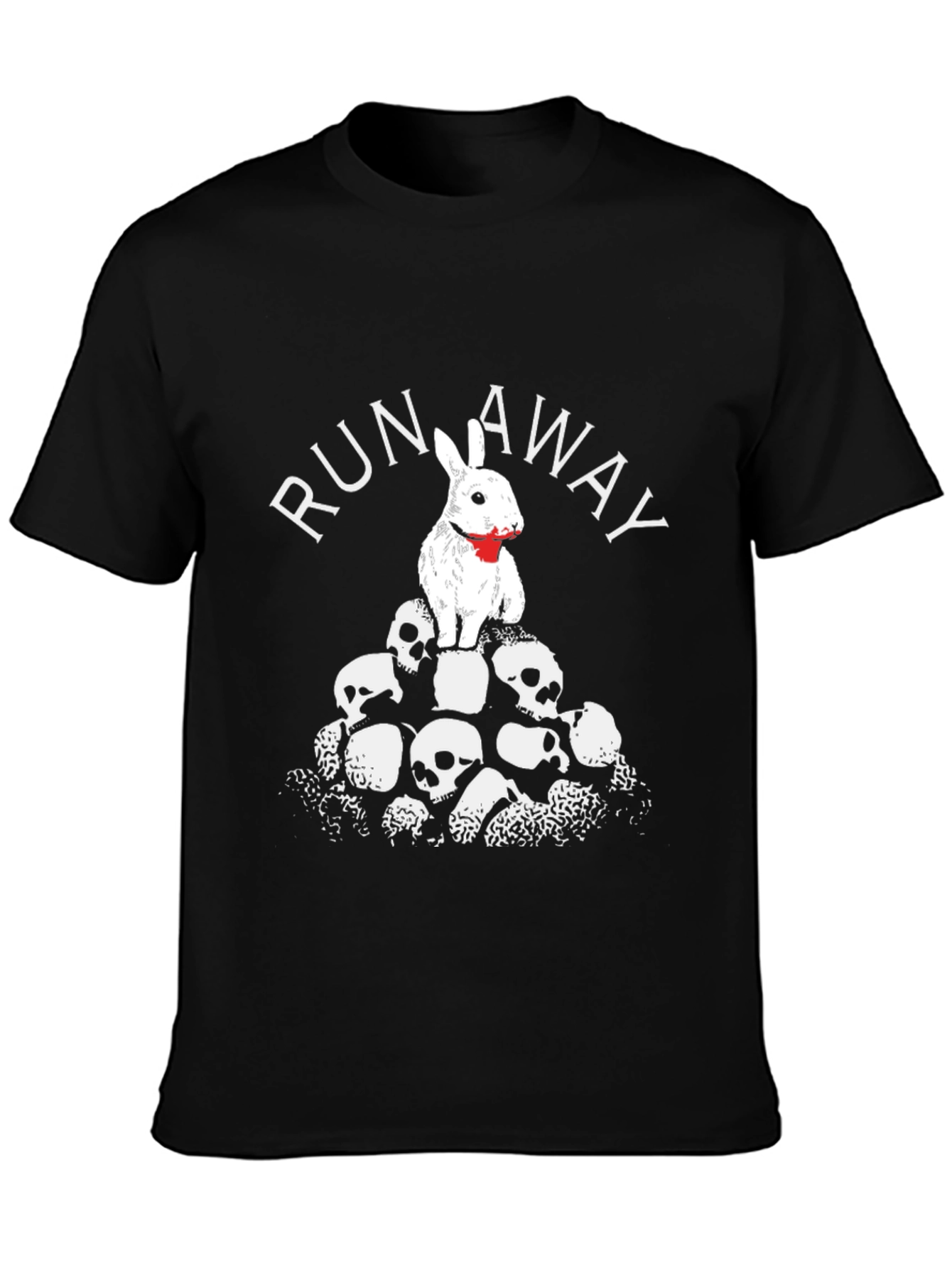 Camiseta Negra Run Away Conejo Calaveras