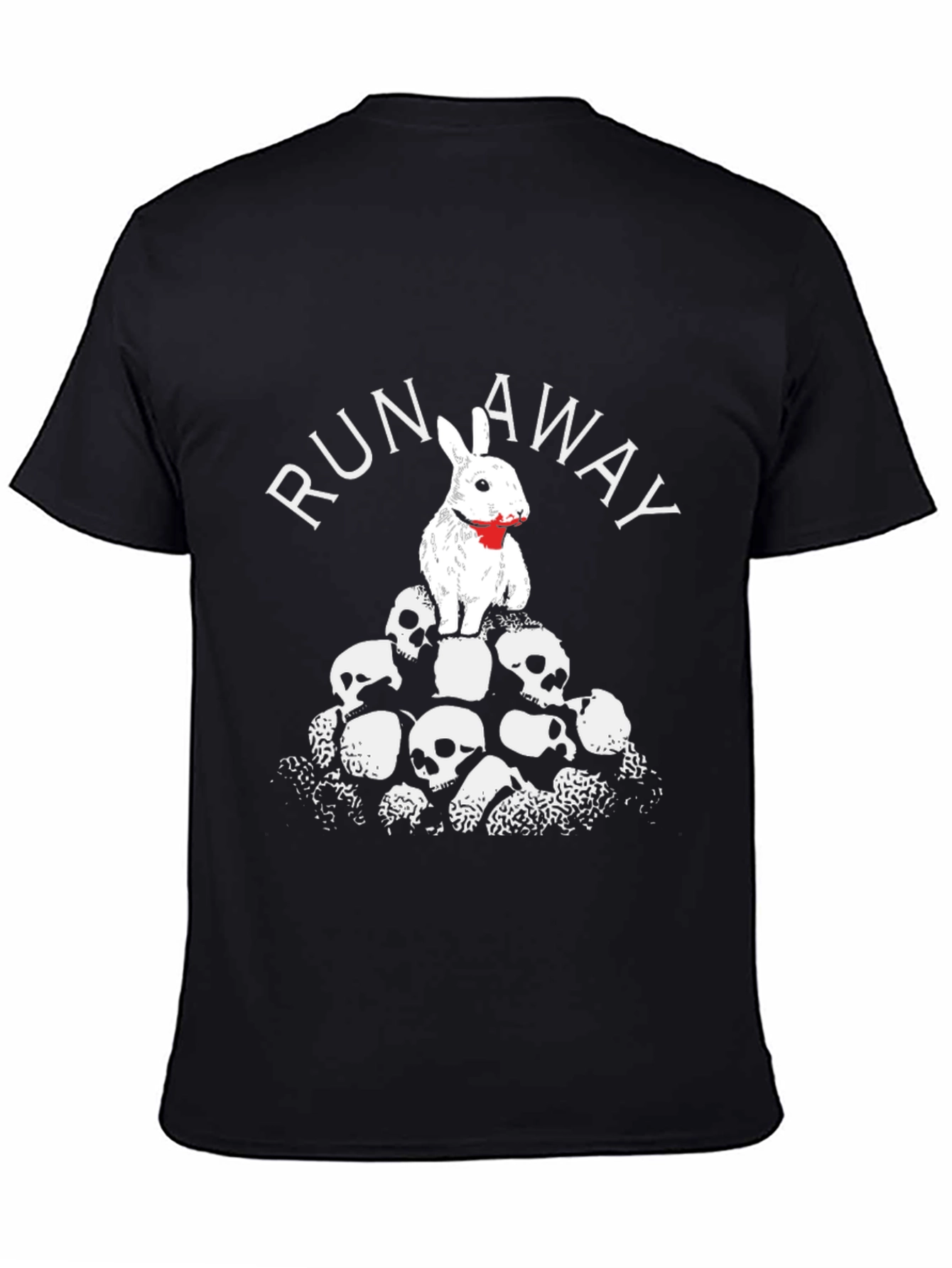 Camiseta Negra Run Away Conejo Calaveras