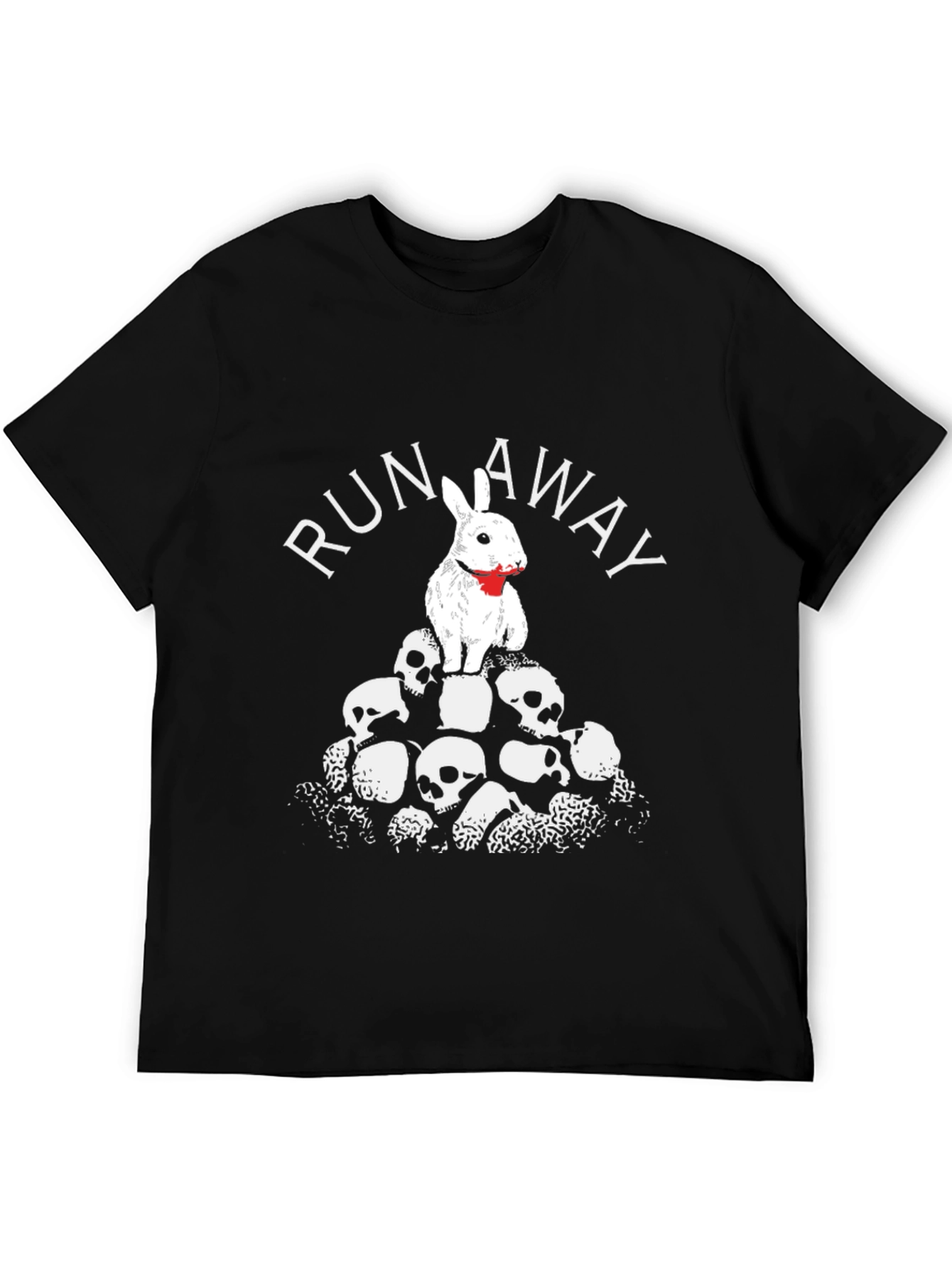 Camiseta Negra Run Away Conejo Calaveras