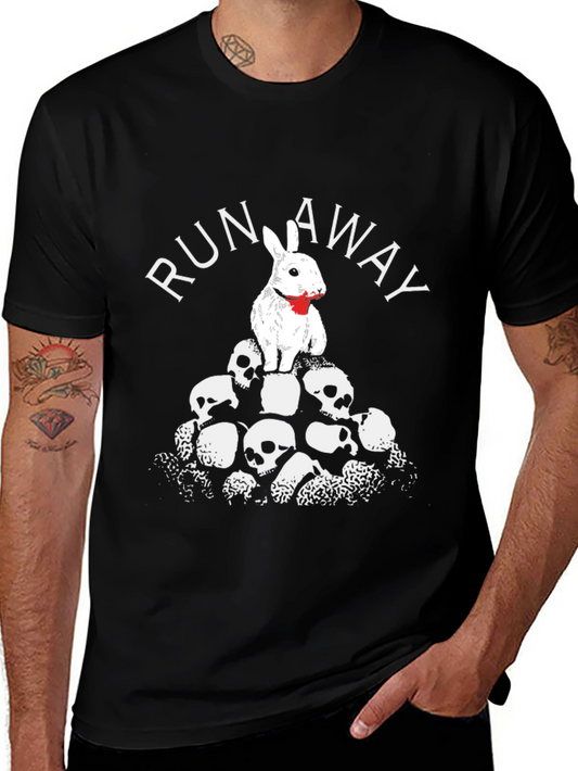 Camiseta Negra Run Away Conejo Calaveras