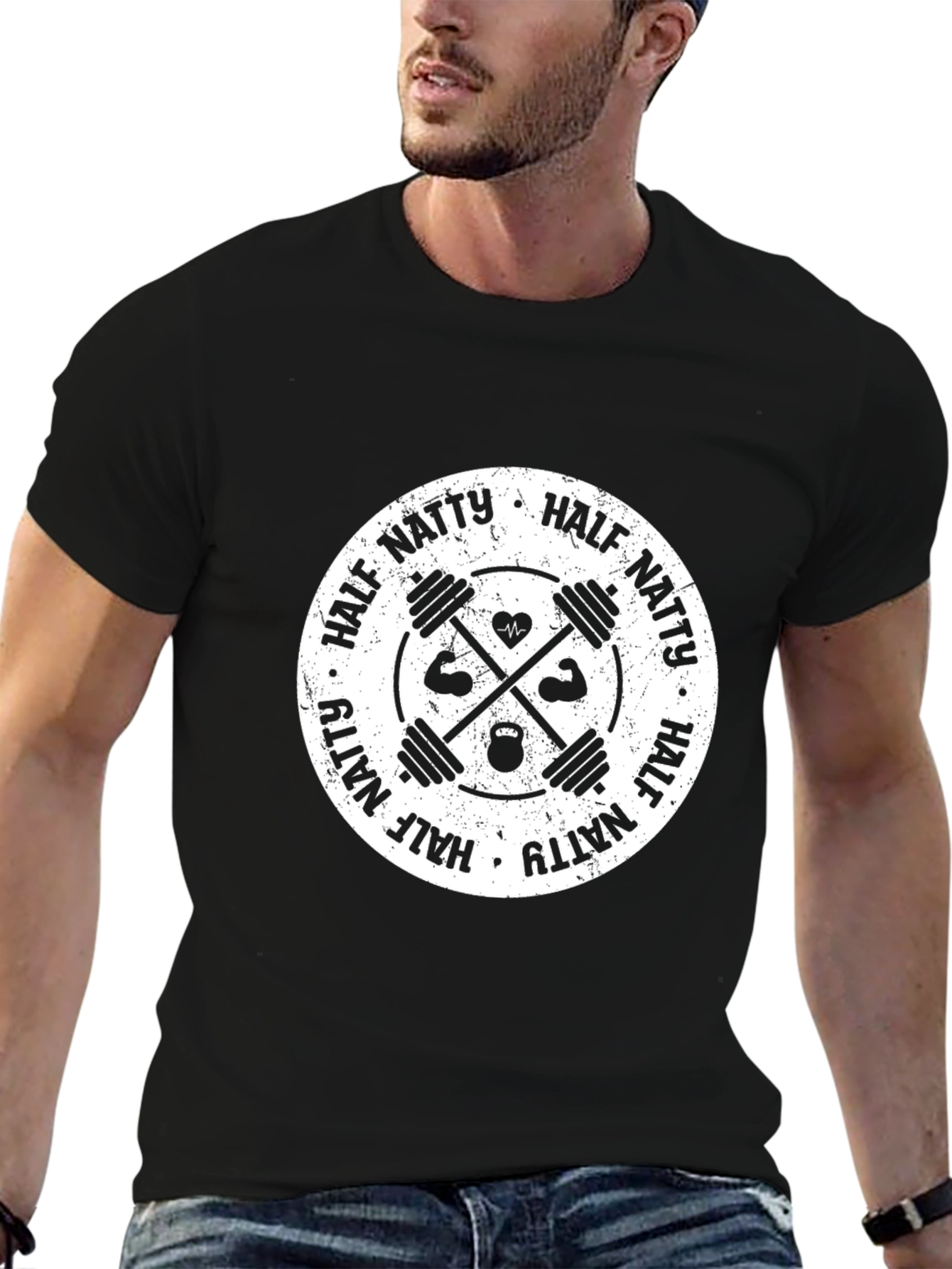 Camiseta Negra Half Natty Gimnasio