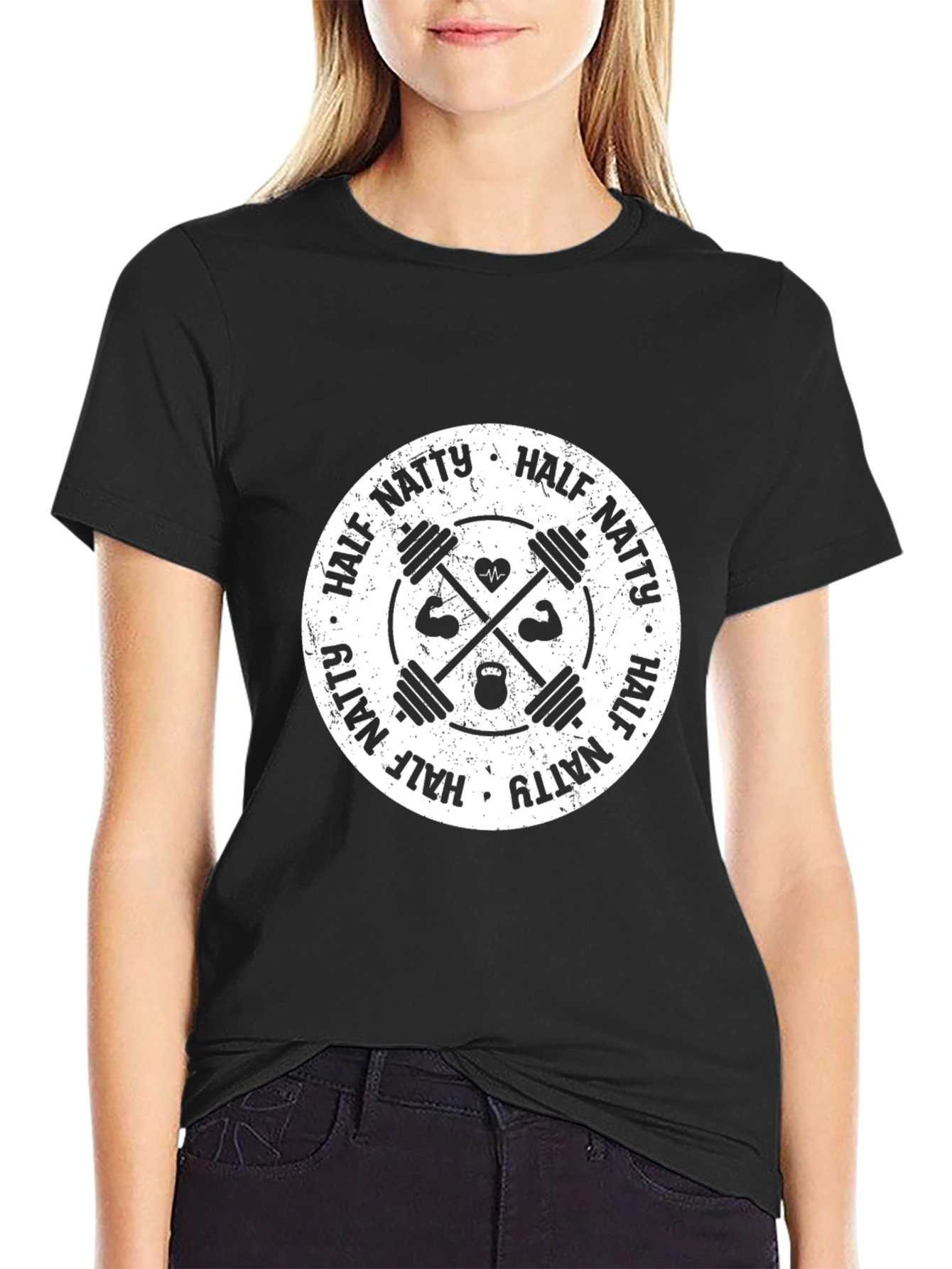 Camiseta Negra Half Natty Gimnasio