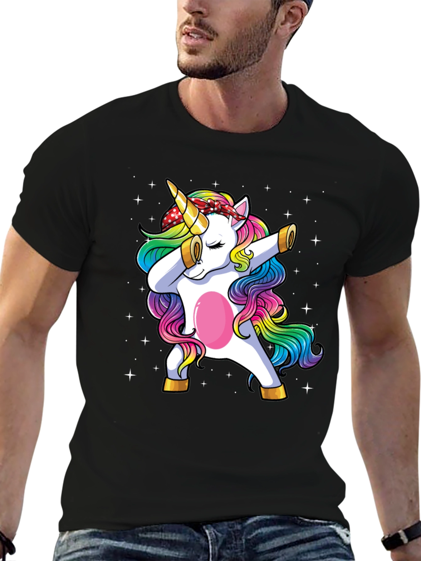 Camiseta Negra con Unicornio Dabbing