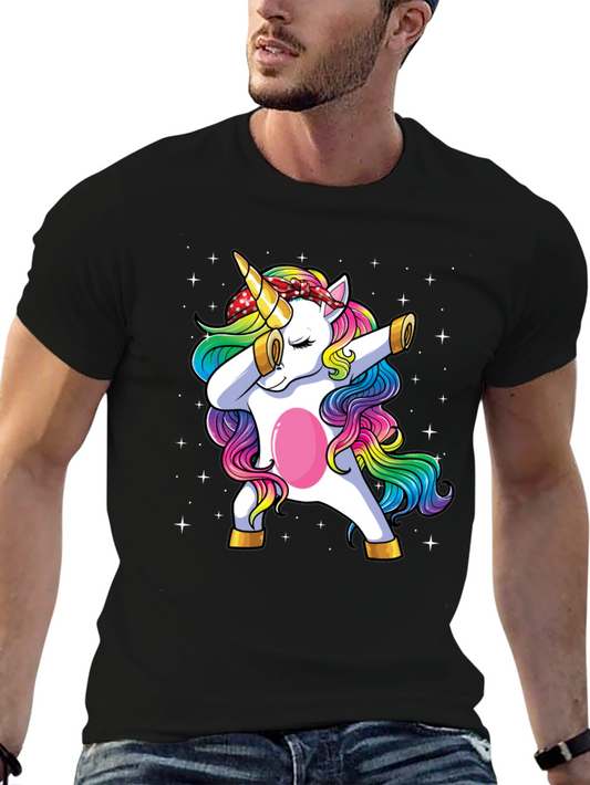 Camiseta Negra con Unicornio Dabbing