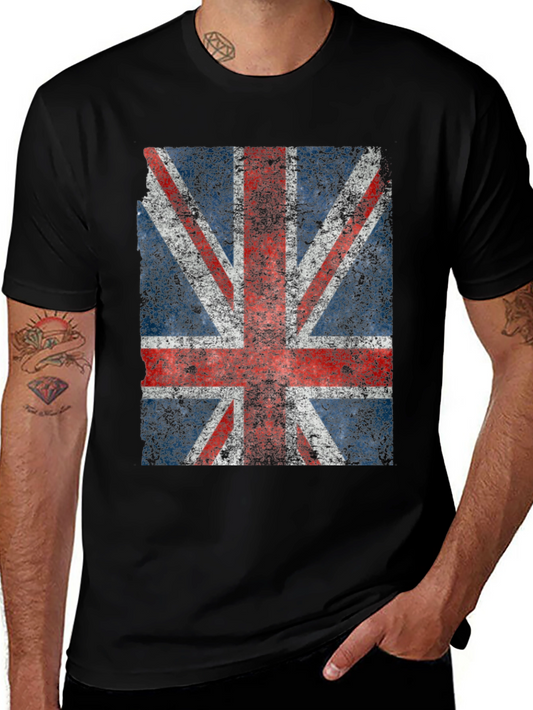 Camiseta Negra con Bandera Británica Vintage