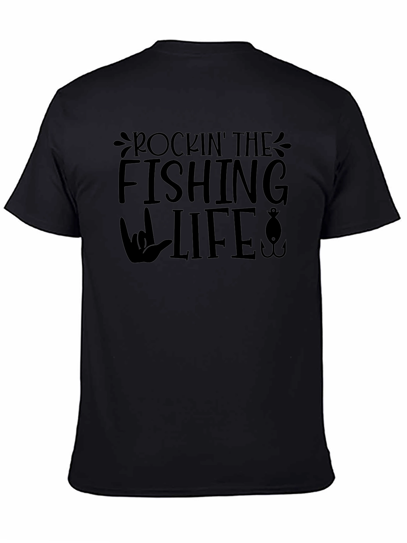 Camiseta Negra Rockin The Fishing Life