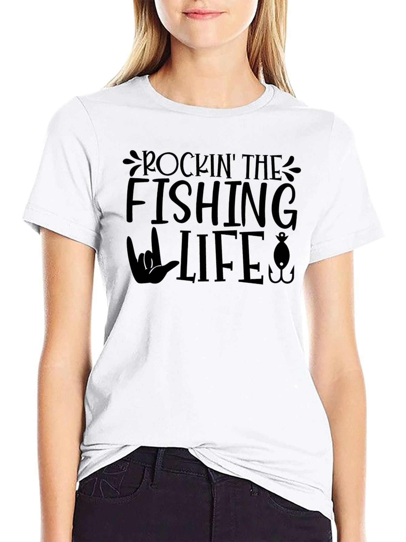 Camiseta Negra Rockin The Fishing Life
