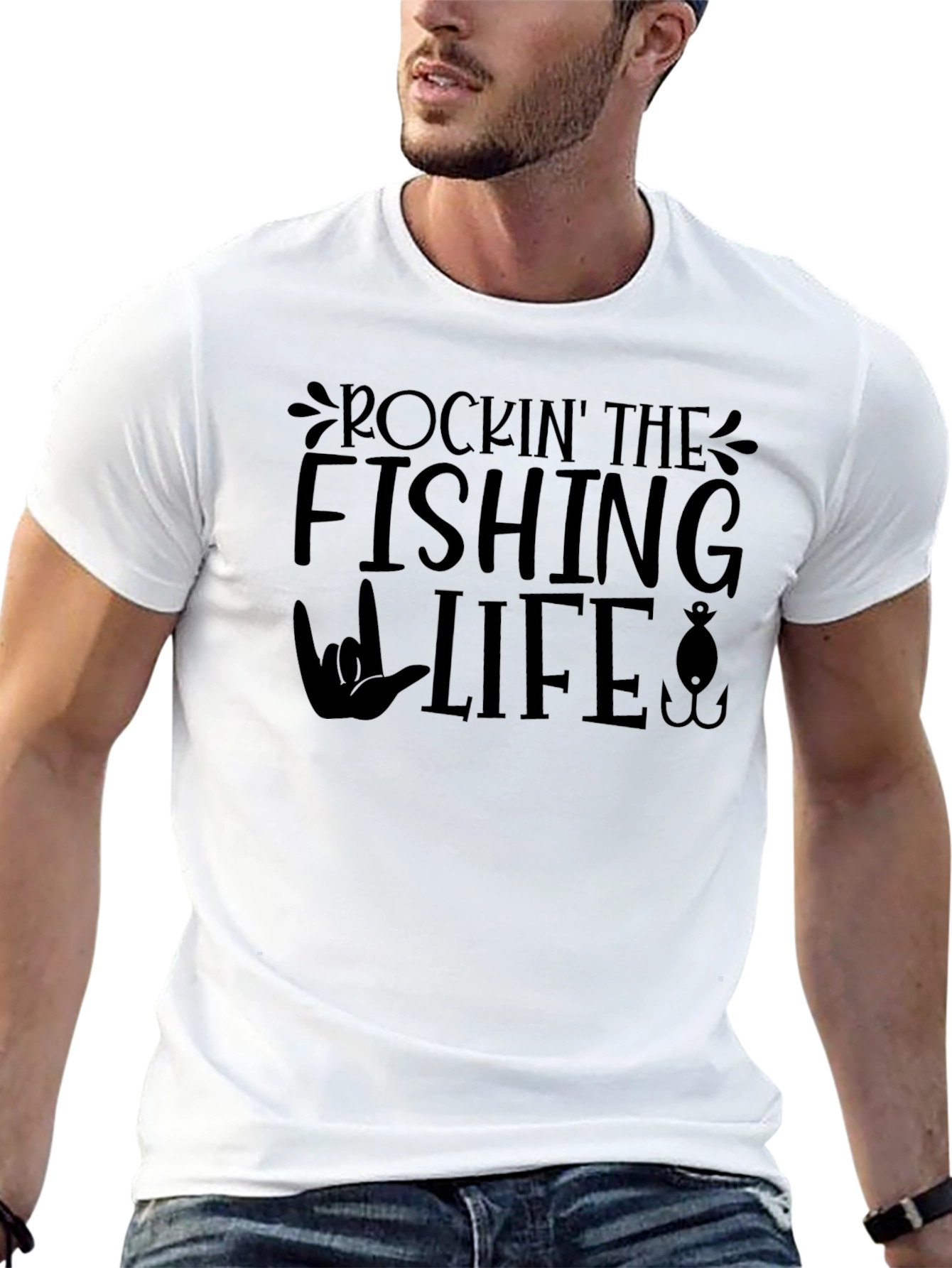 Camiseta Negra Rockin The Fishing Life
