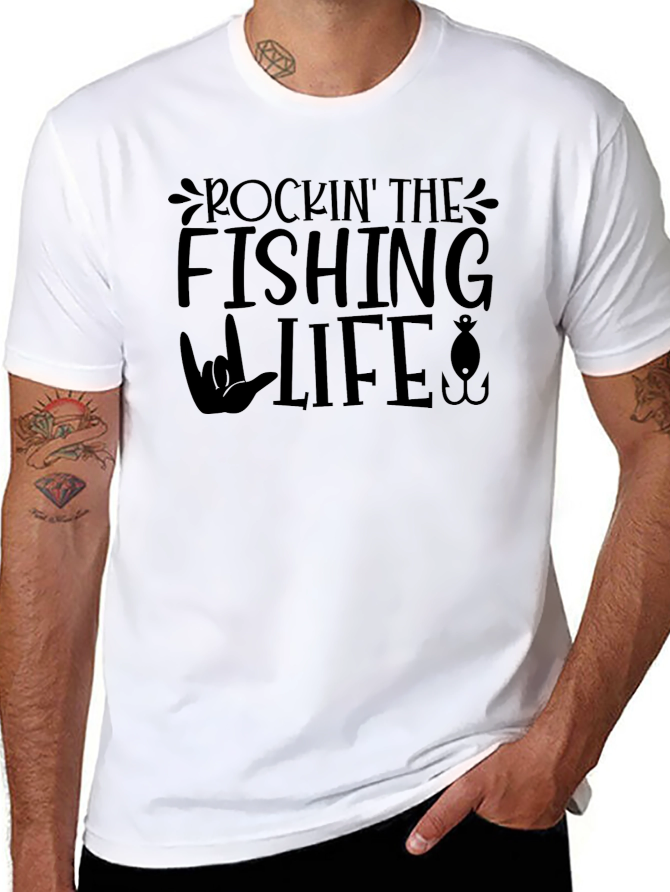 Camiseta Negra Rockin The Fishing Life