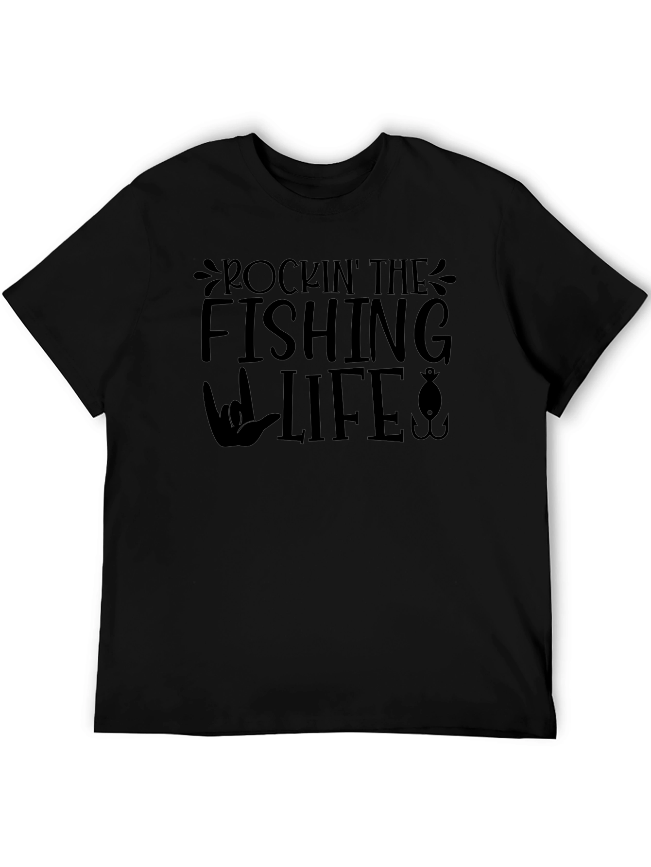 Camiseta Negra Rockin The Fishing Life