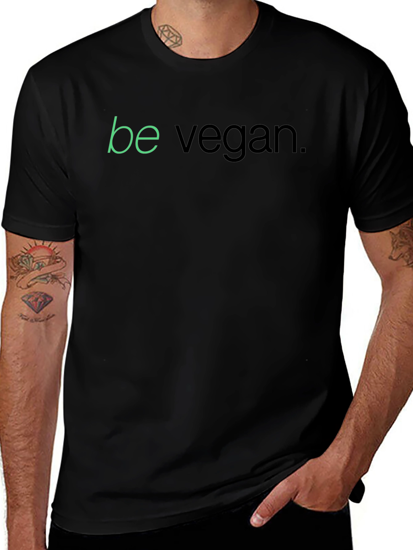Camiseta Negra Be Vegan para Hombre
