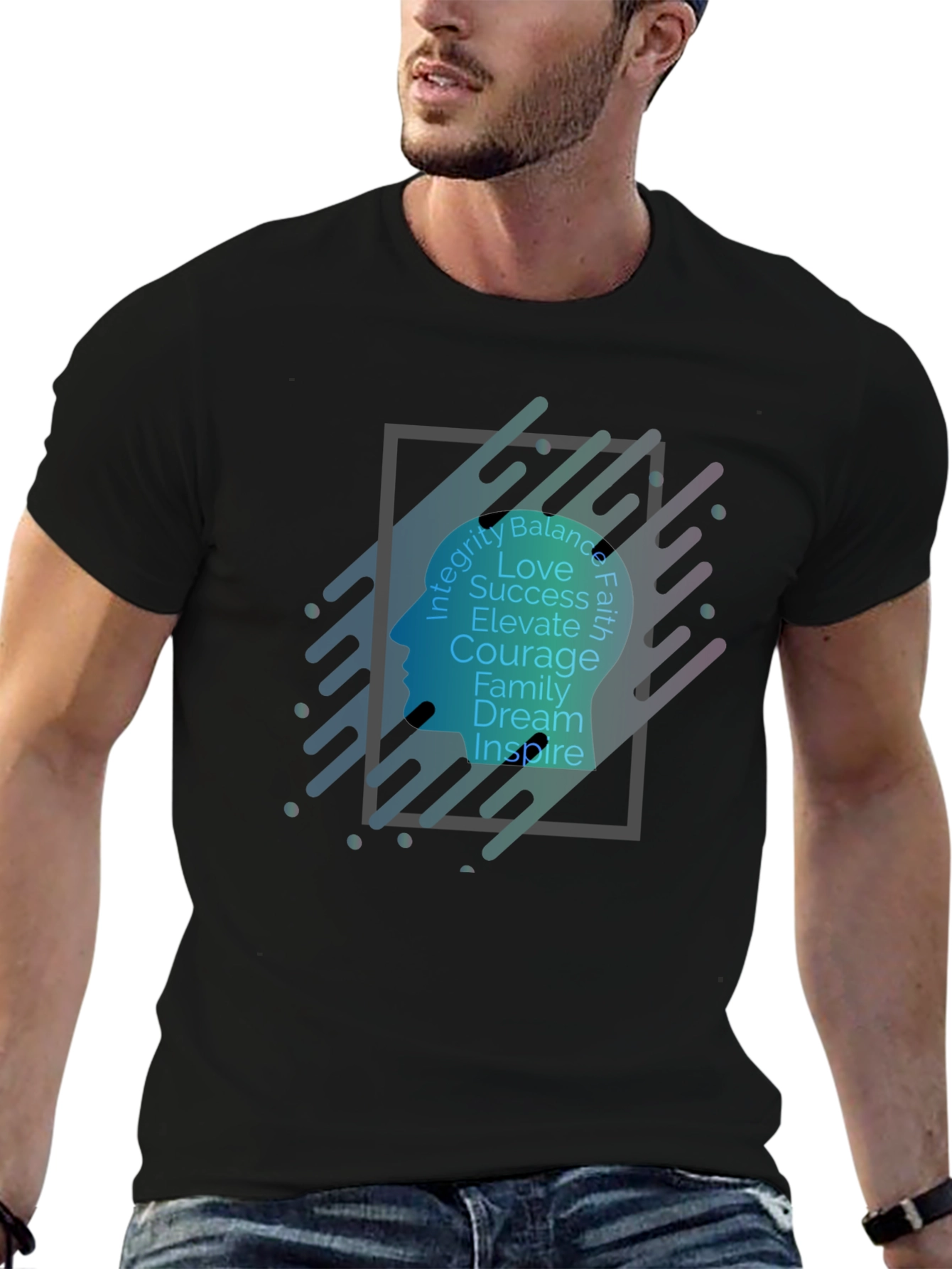 Camiseta Hombre Negra - Diseño Inspiracional