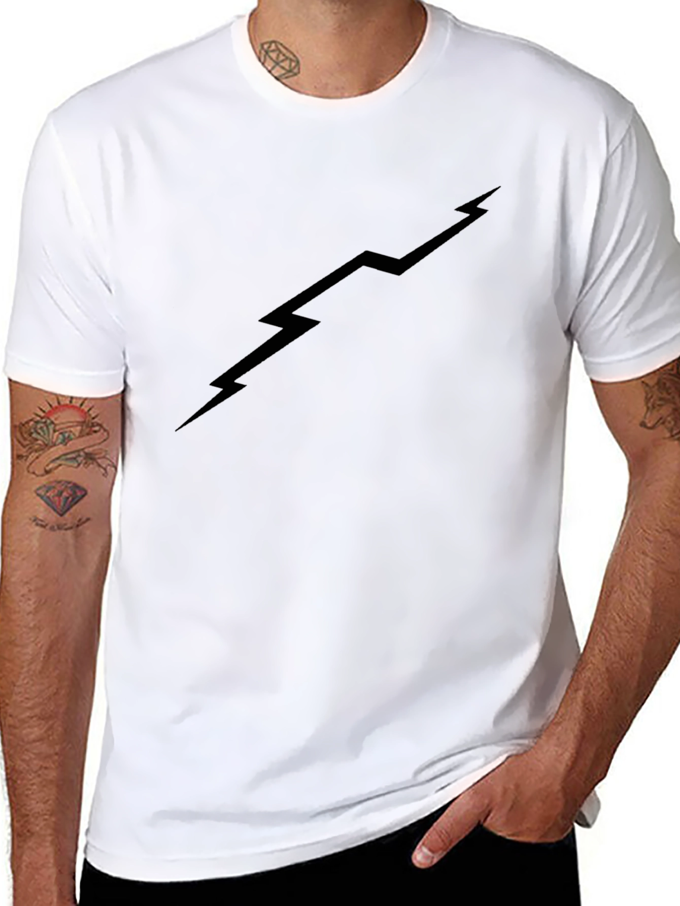 Camiseta Negra Rayo Moda Hombre Casual