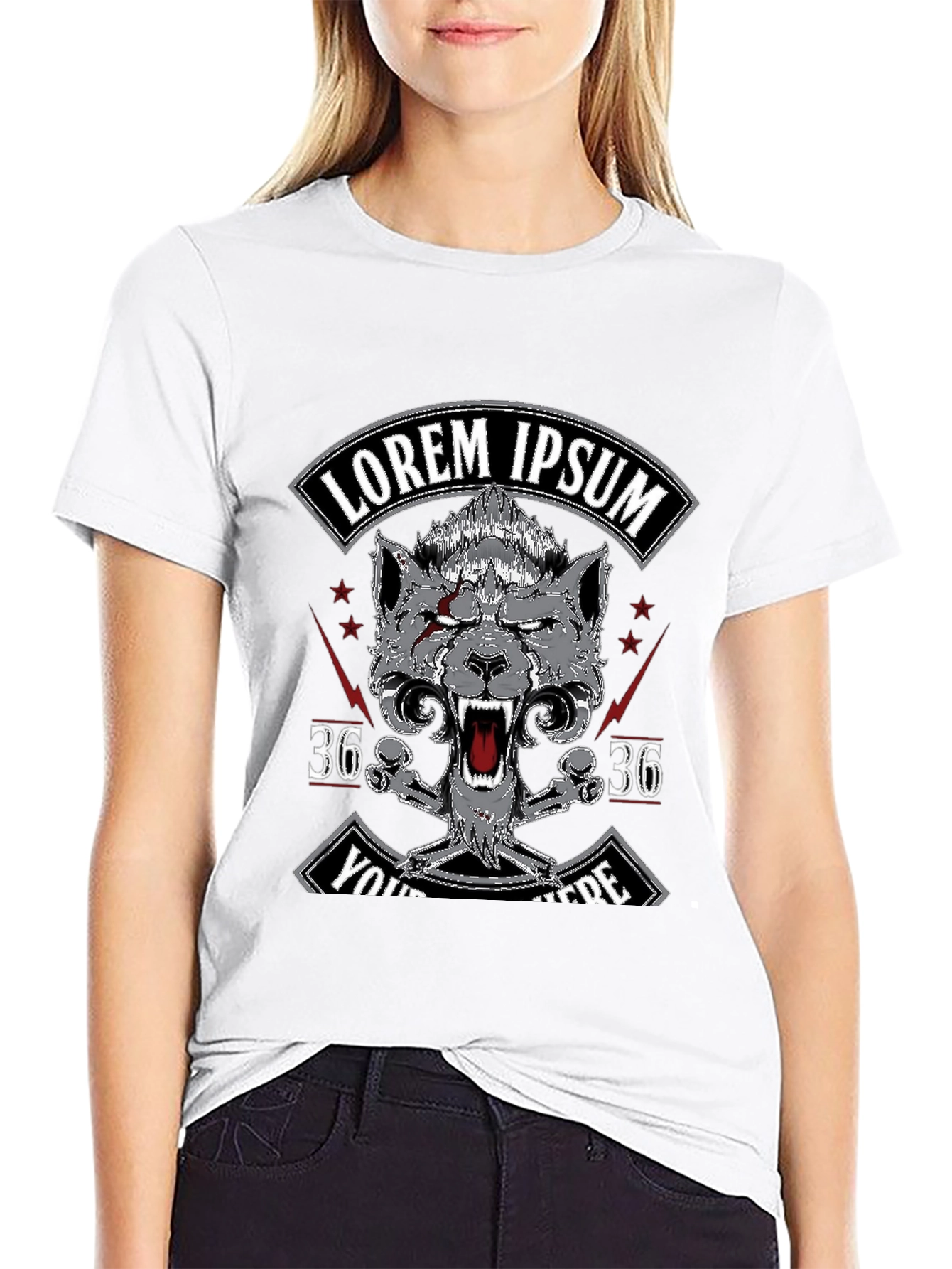 Camiseta Negra con Diseño Lobo y Texto Personalizable