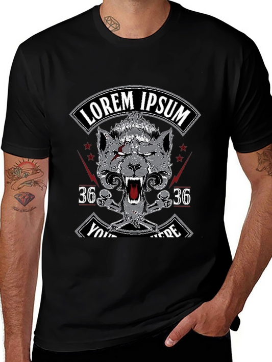 Camiseta Negra con Diseño Lobo y Texto Personalizable