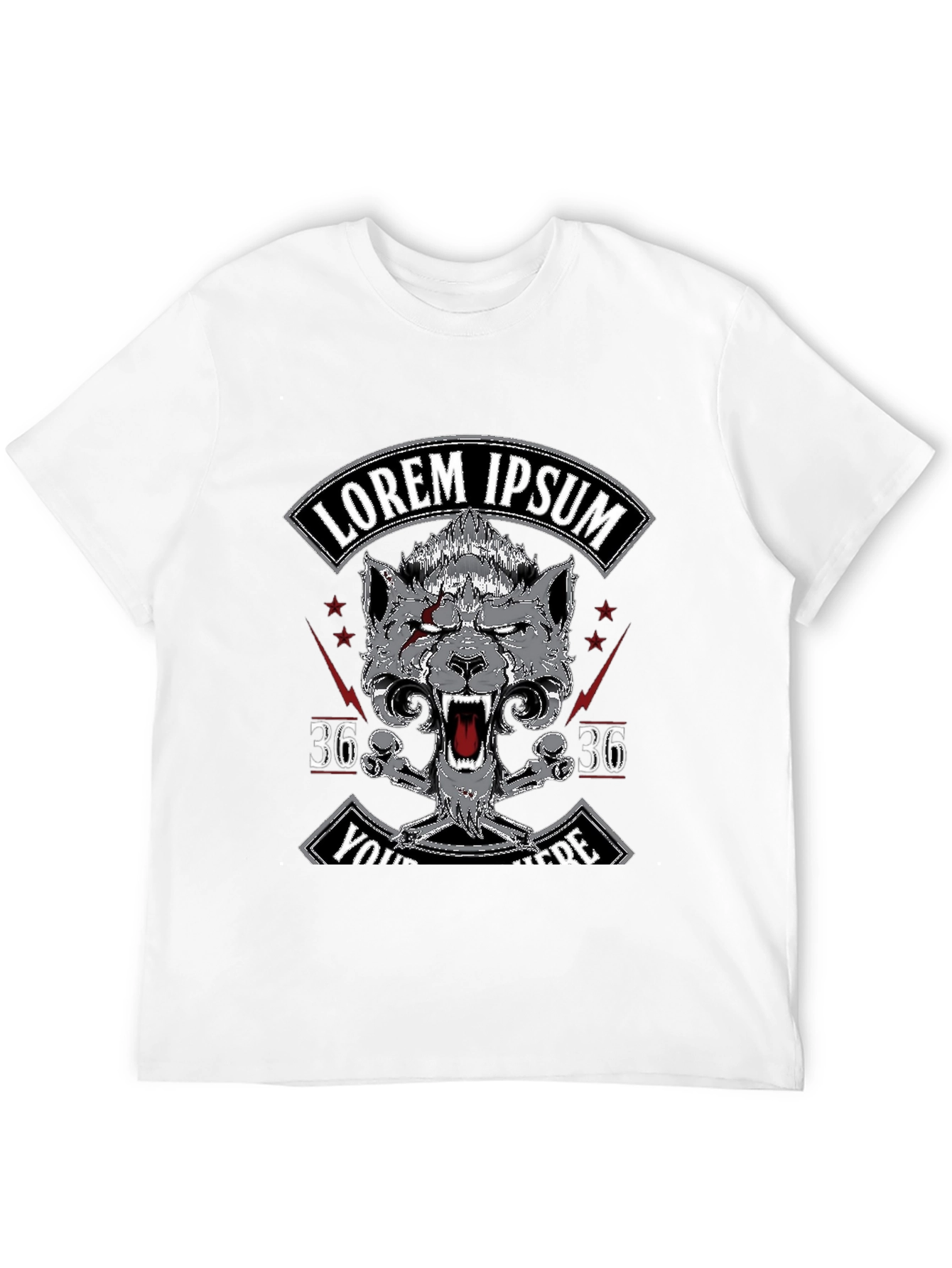 Camiseta Negra con Diseño Lobo y Texto Personalizable