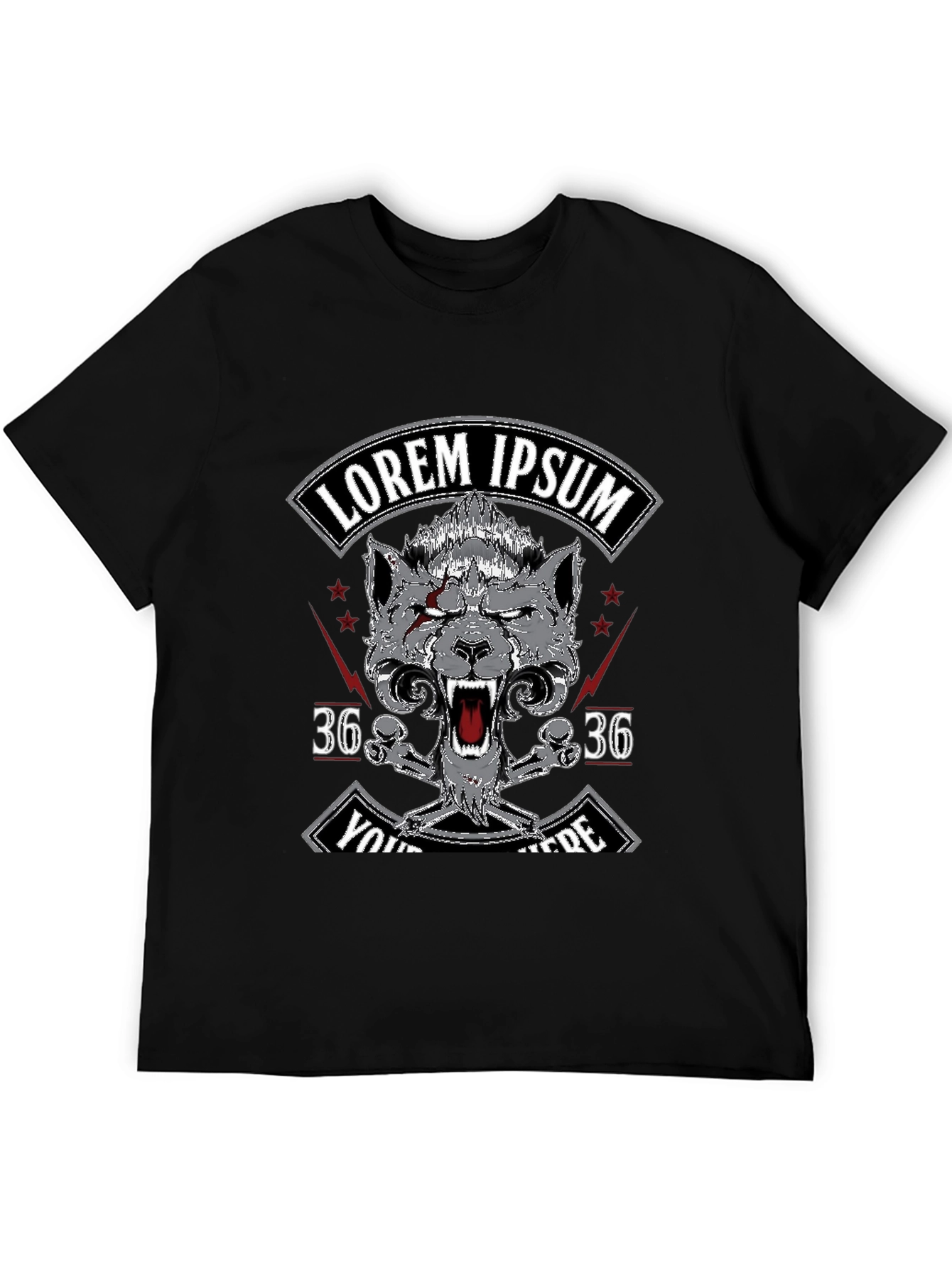 Camiseta Negra con Diseño Lobo y Texto Personalizable