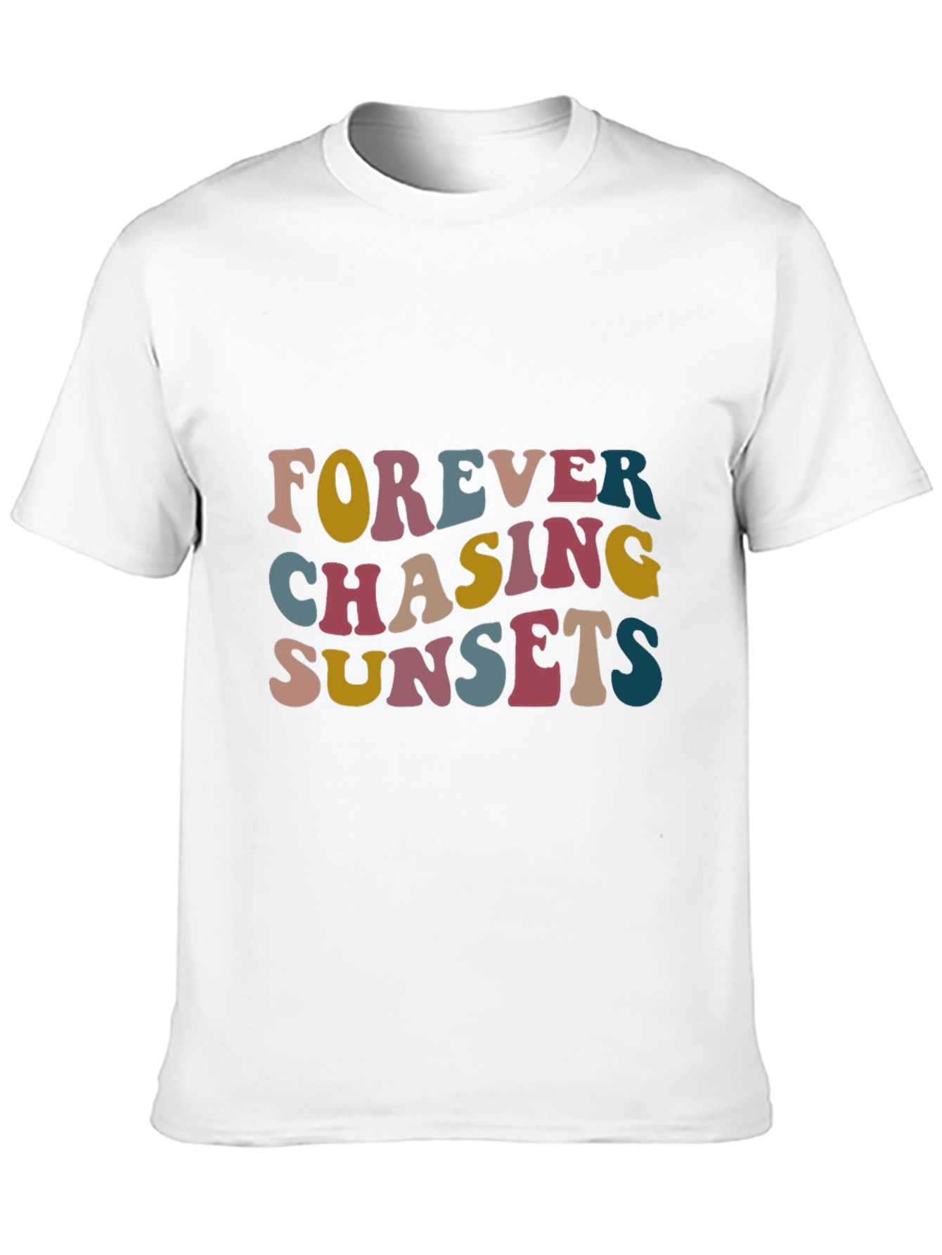 Camiseta Negra Estampada Forever Chasing Sunsets