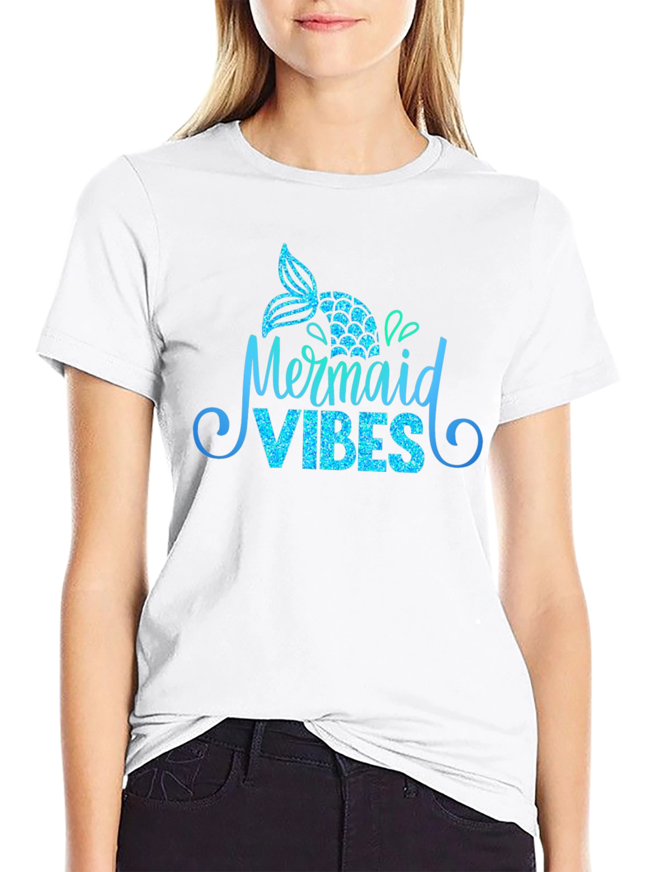 Camiseta Negra Mermaid Vibes Brillante