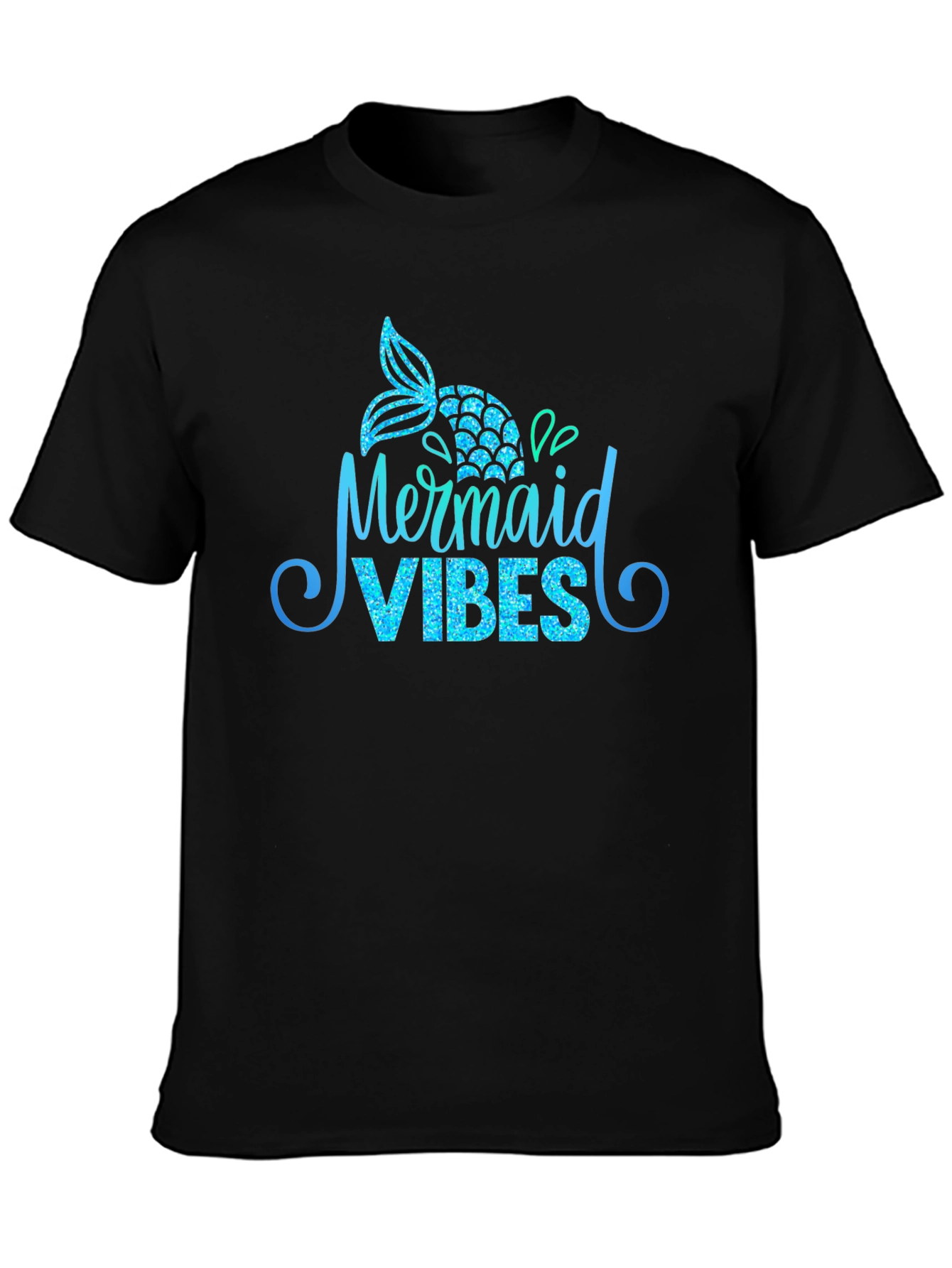 Camiseta Negra Mermaid Vibes Brillante