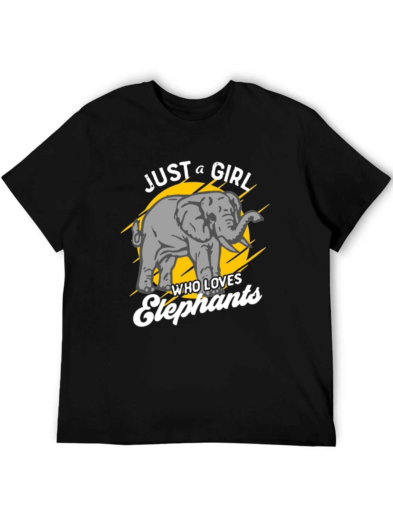 Camiseta Negra Just a Girl Who Loves Elephants