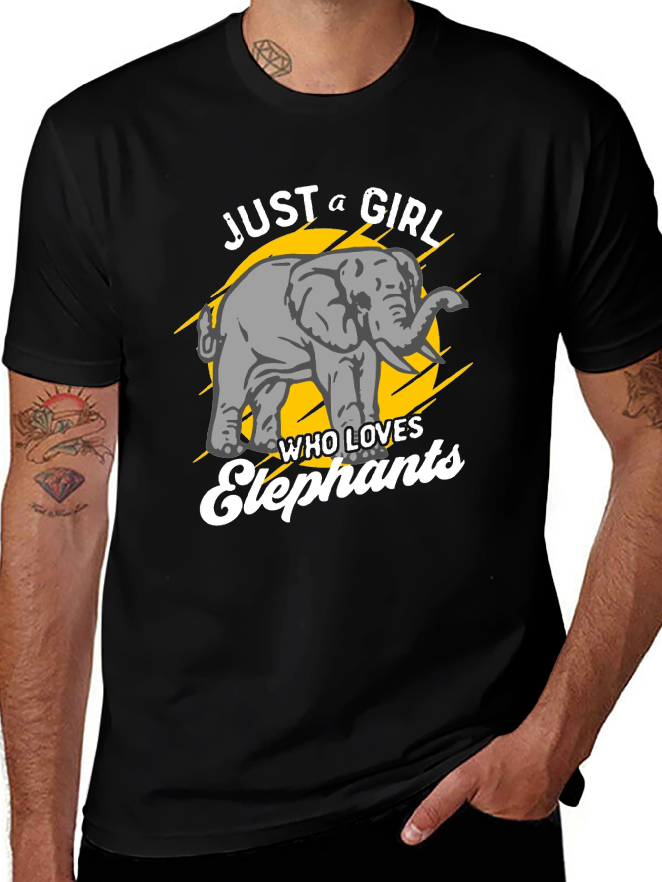 Camiseta Negra Just a Girl Who Loves Elephants