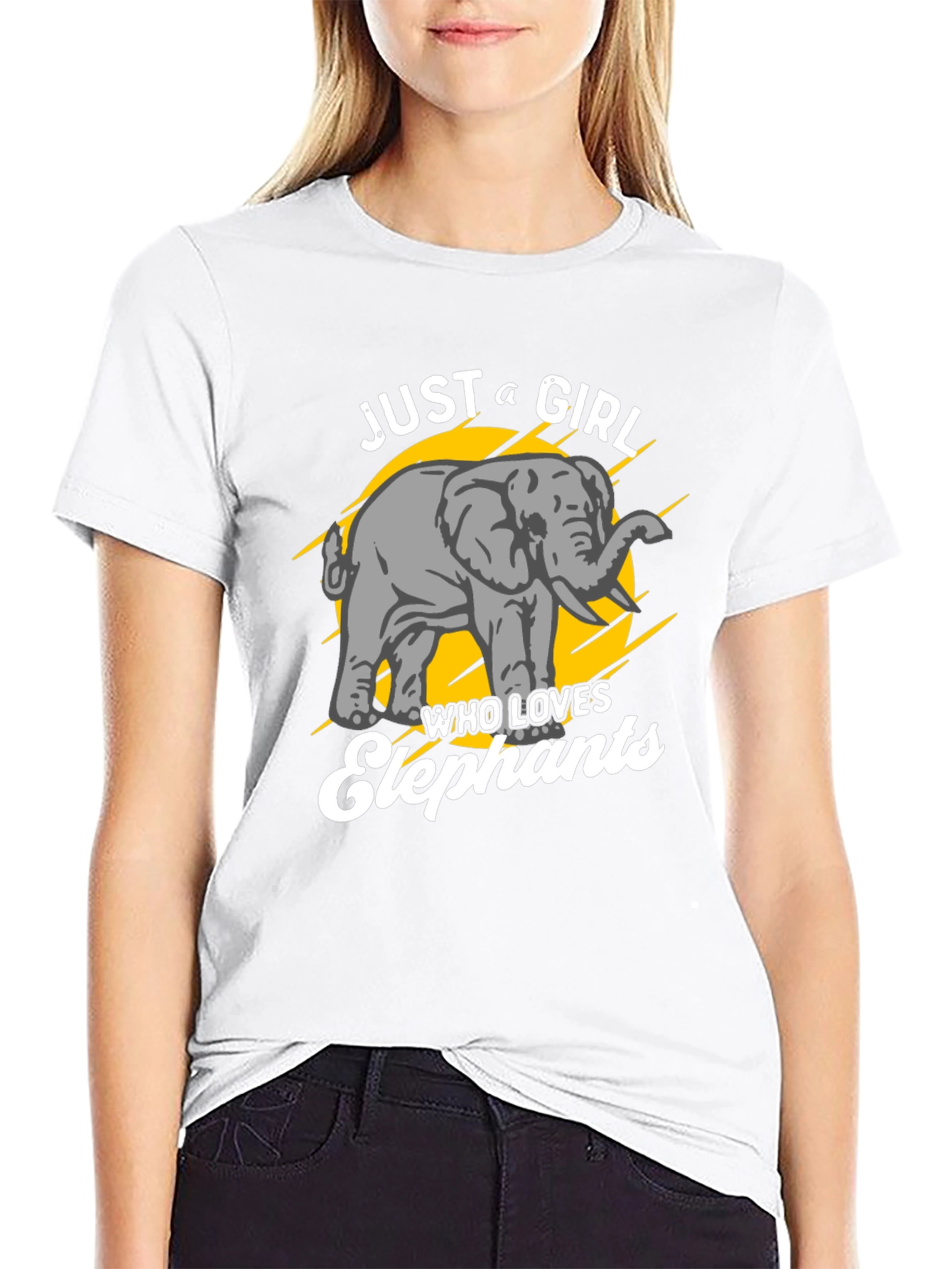 Camiseta Negra Just a Girl Who Loves Elephants
