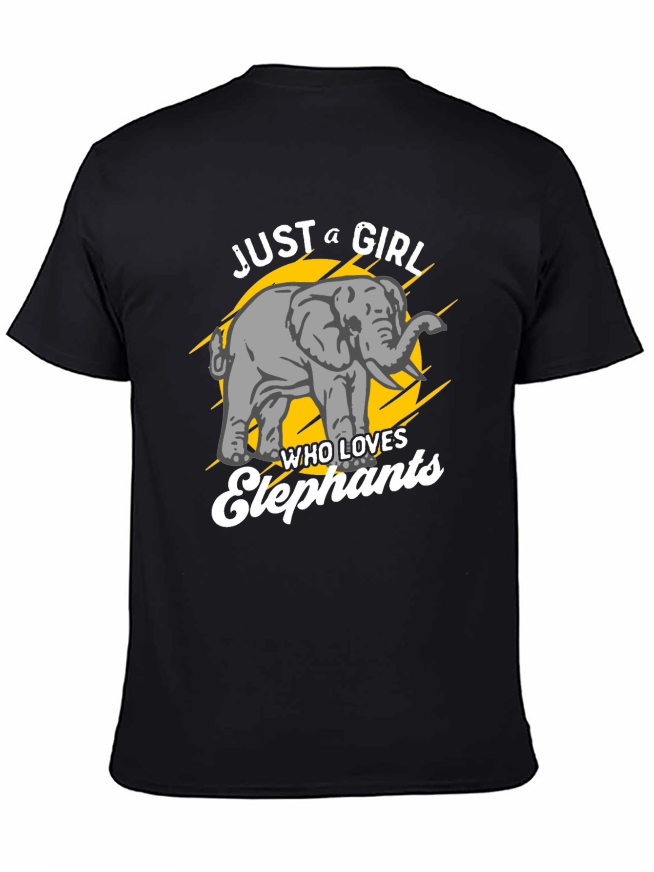 Camiseta Negra Just a Girl Who Loves Elephants